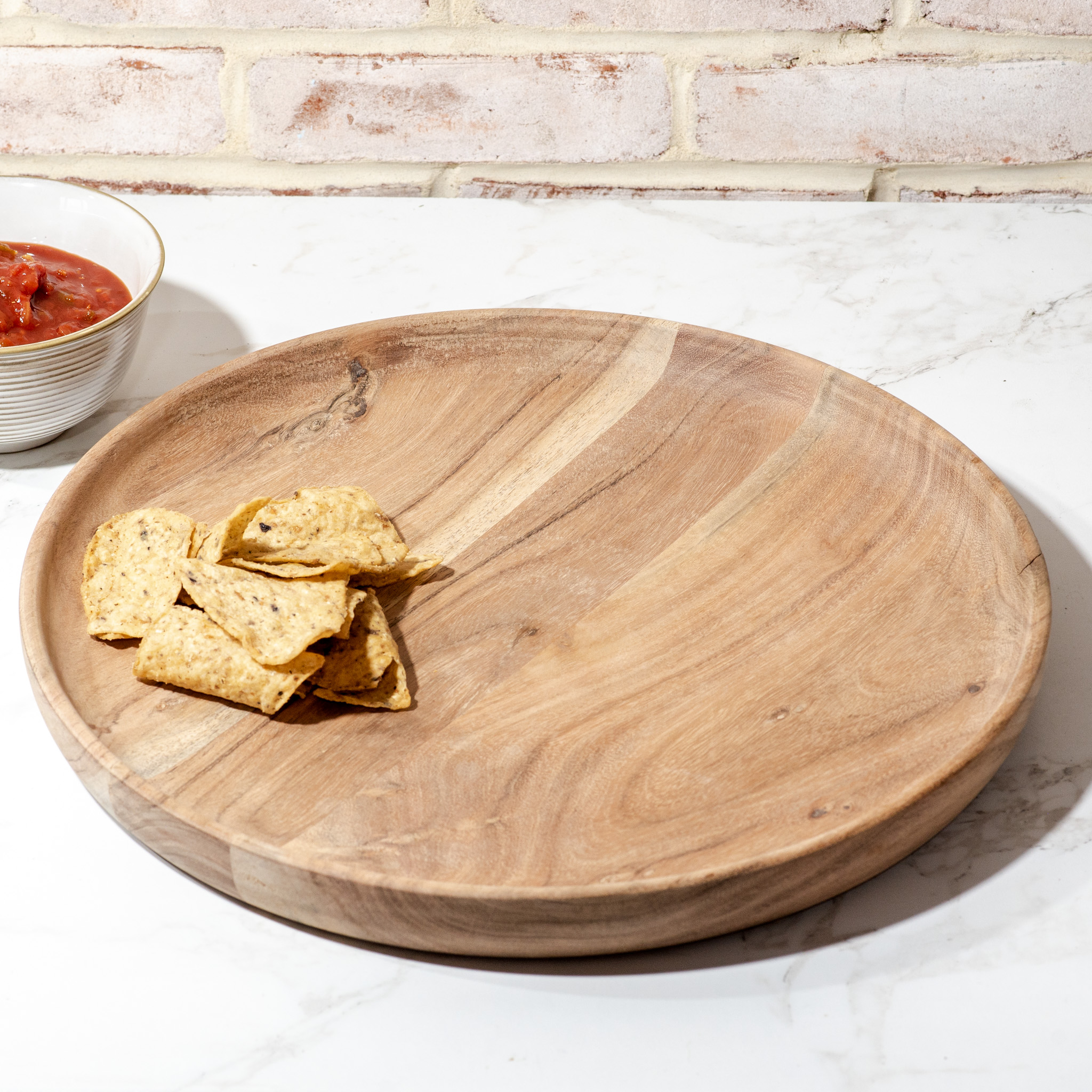 16" Acacia Wood Snack Tray