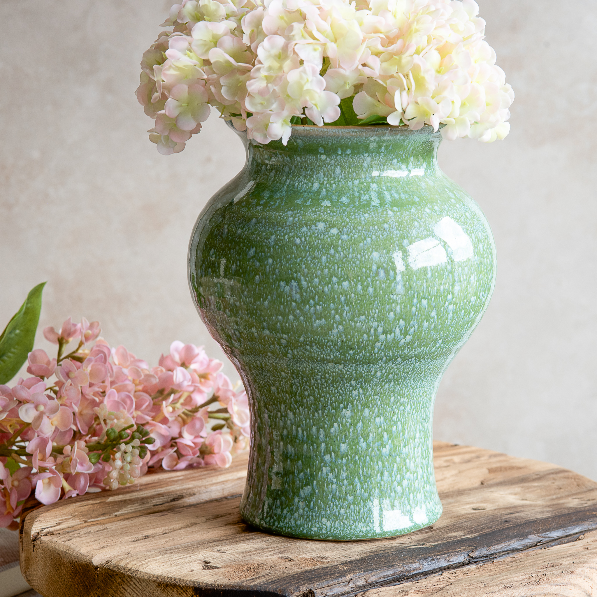 8.6" Green Glazed Bubble Vase