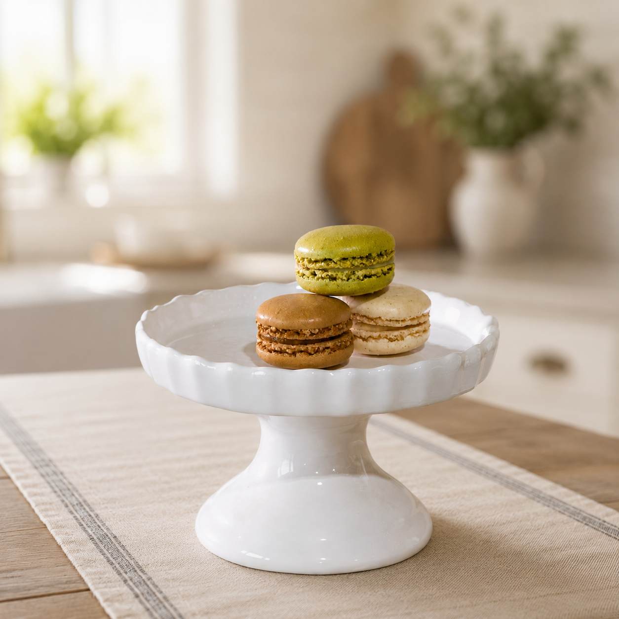 *Inner* 5.5"W White Scallopped Pedestal