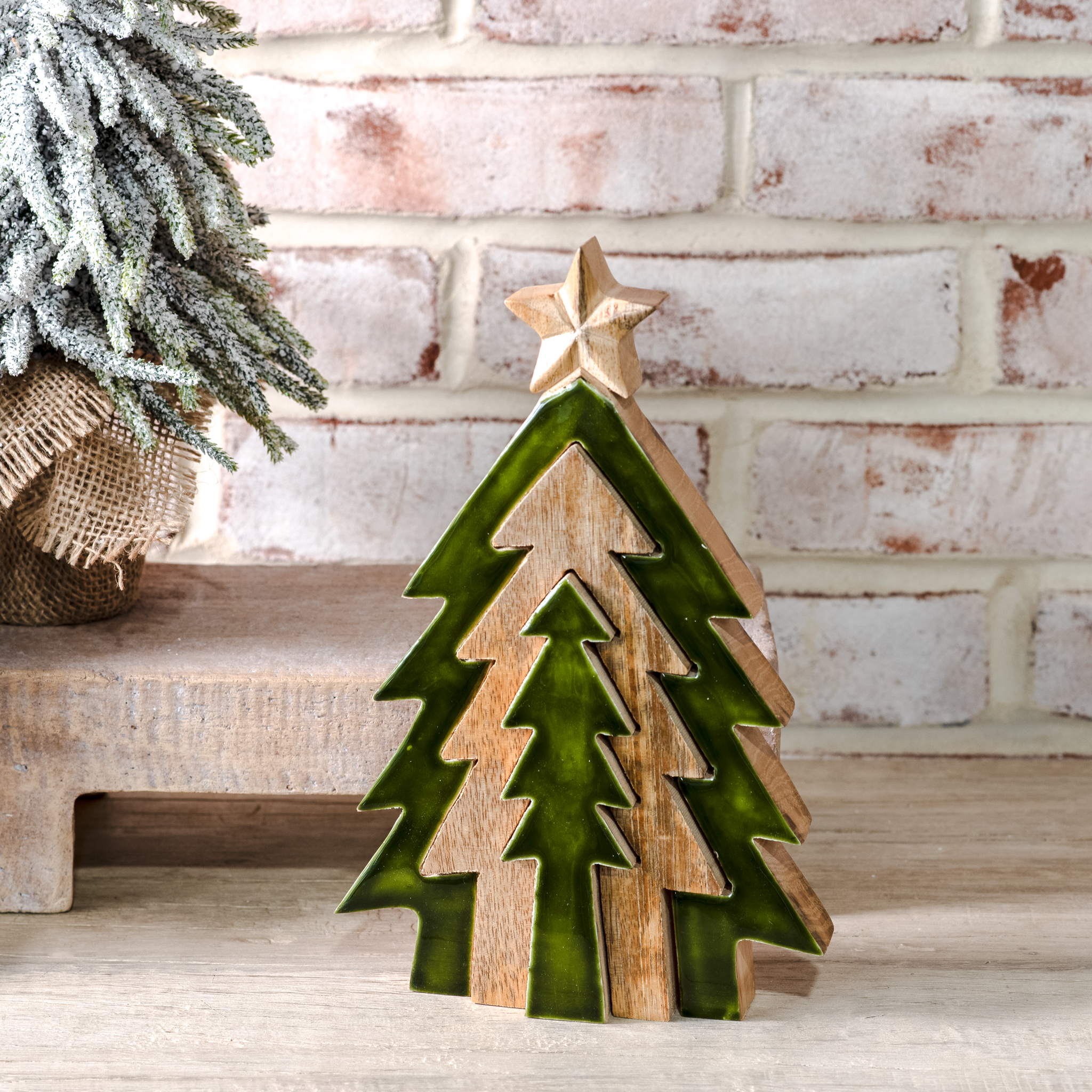 *Inner* 9.5"H Green 3D Cut Out Trees
