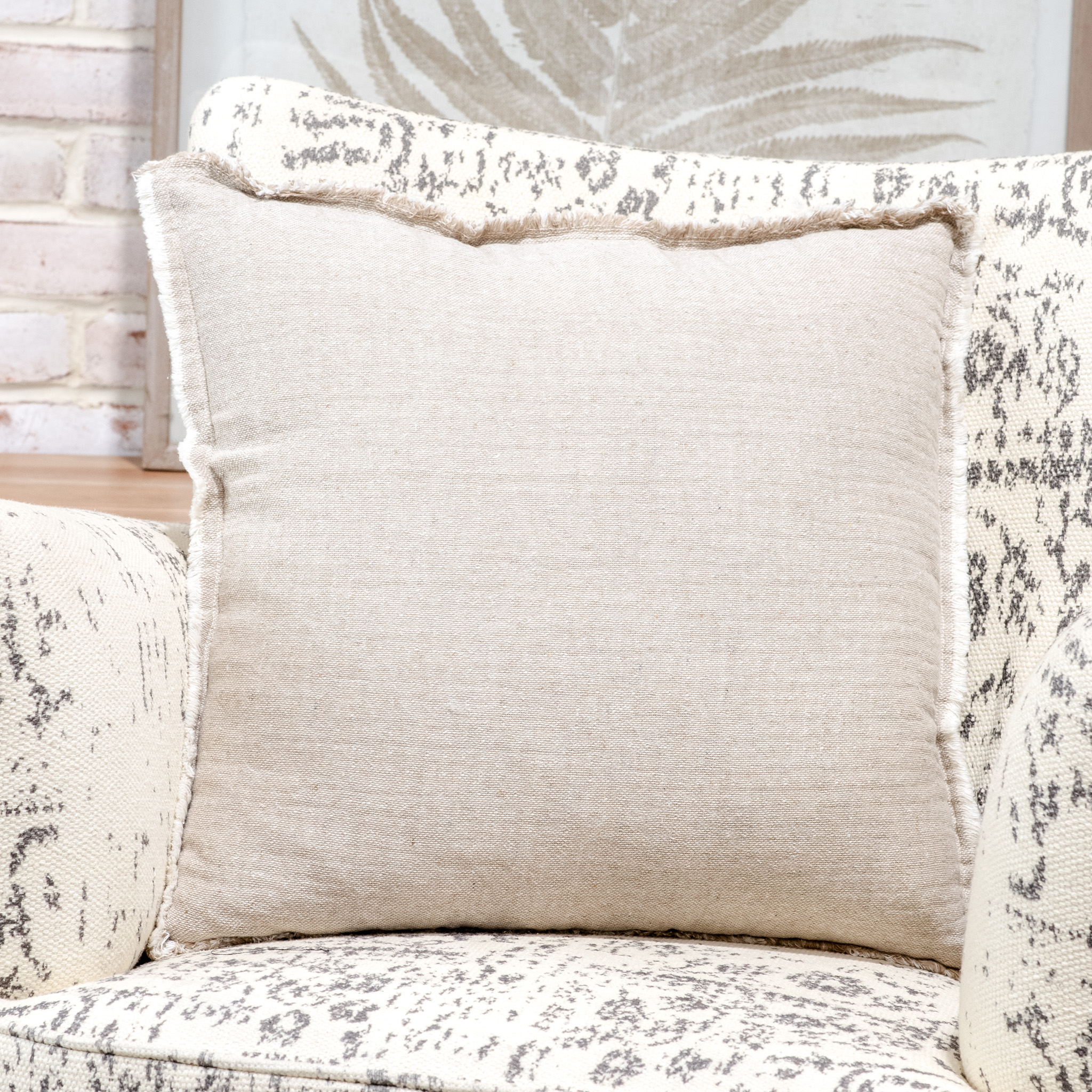 20" X 20" Beige Cotton Pillow