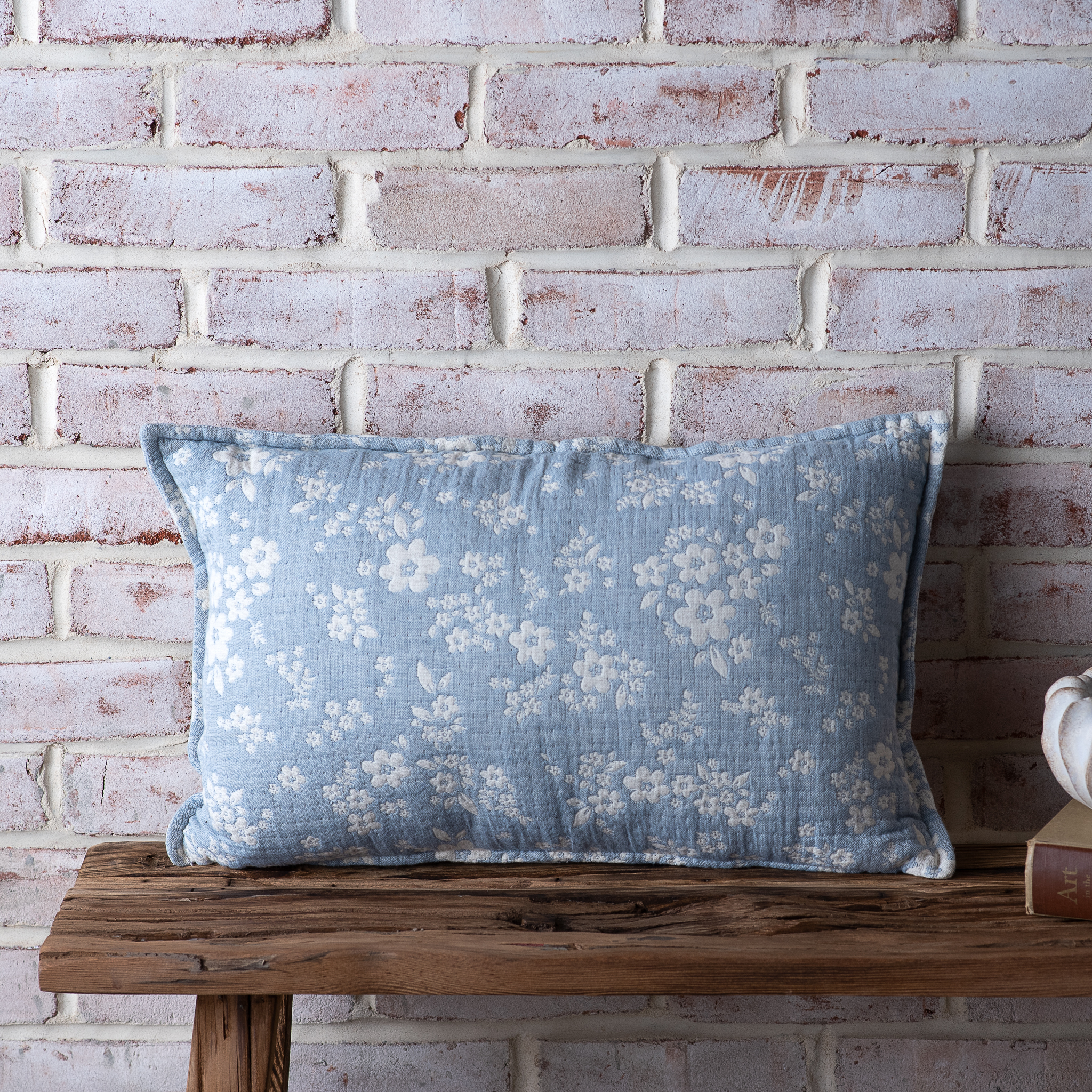 14" X 20" Lt Blue Poppy Pillow
