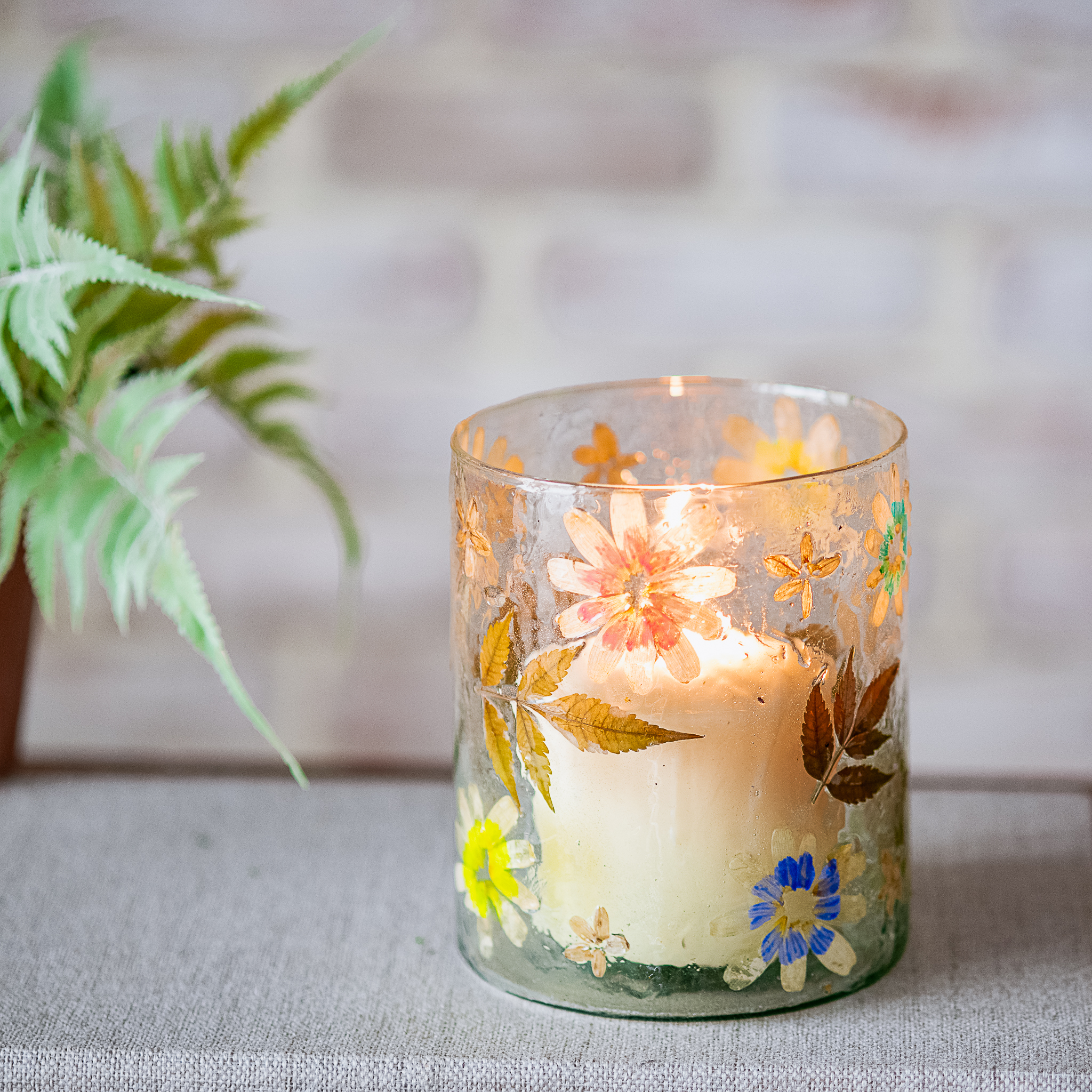 5"H Pressed Carnation Flower Jar