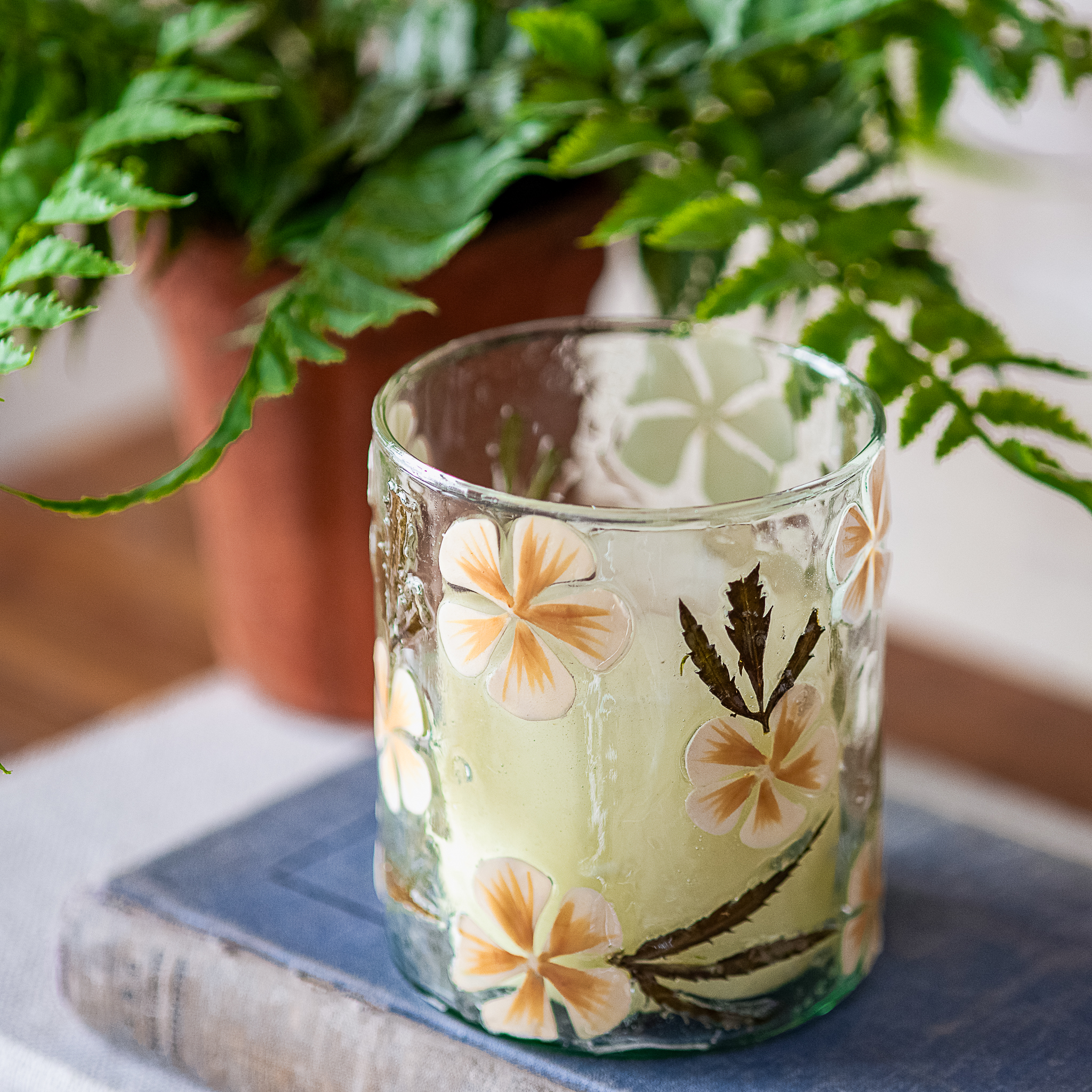 4.25"H Pressed Daisy Flower Jar