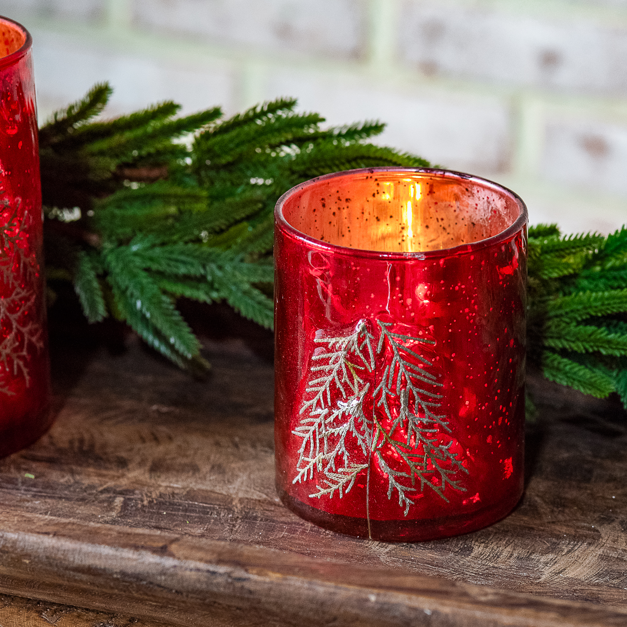 *Inner* 4" Red Pine Tree Candle Holder