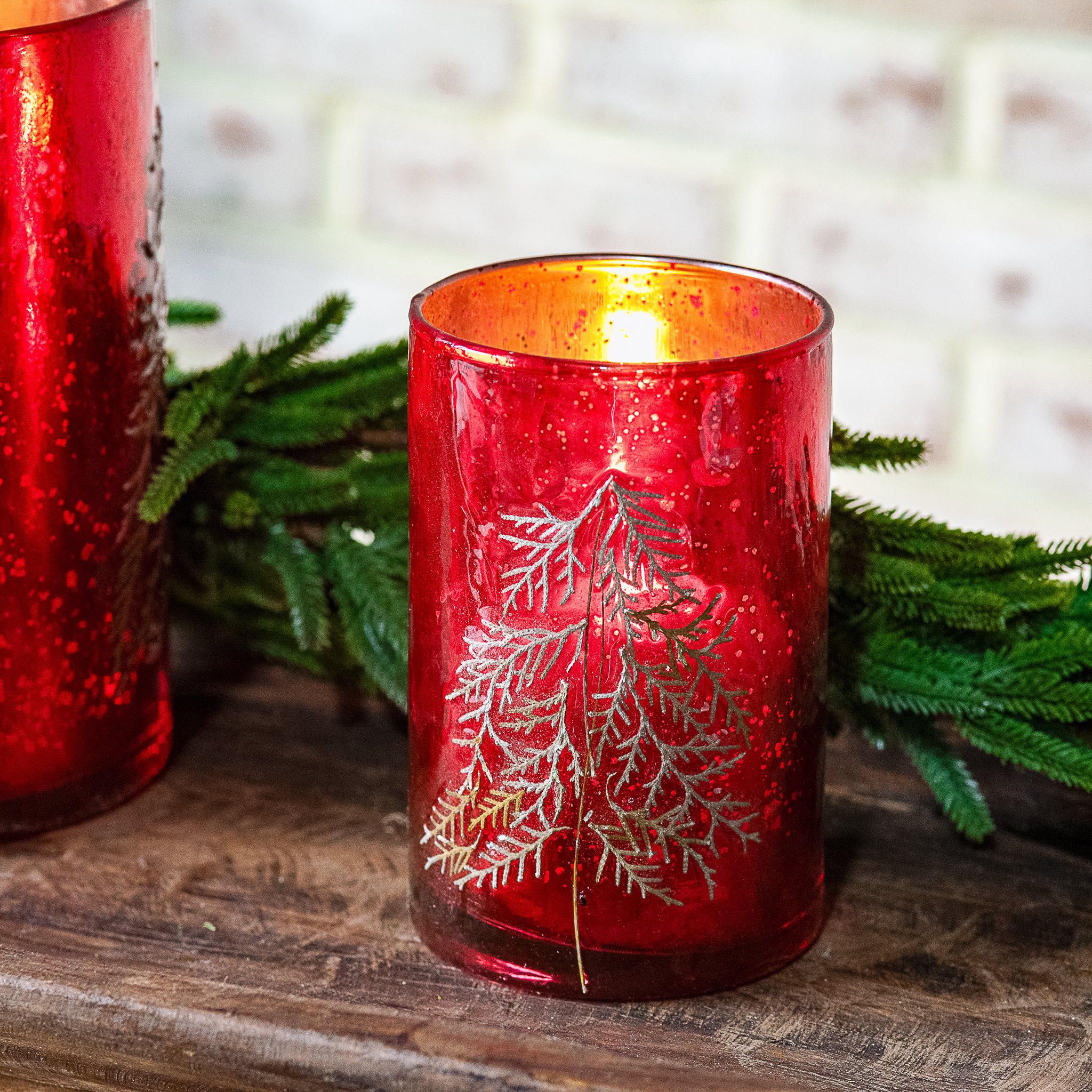 *Inner* 6" Red Pine Tree Candle Holder
