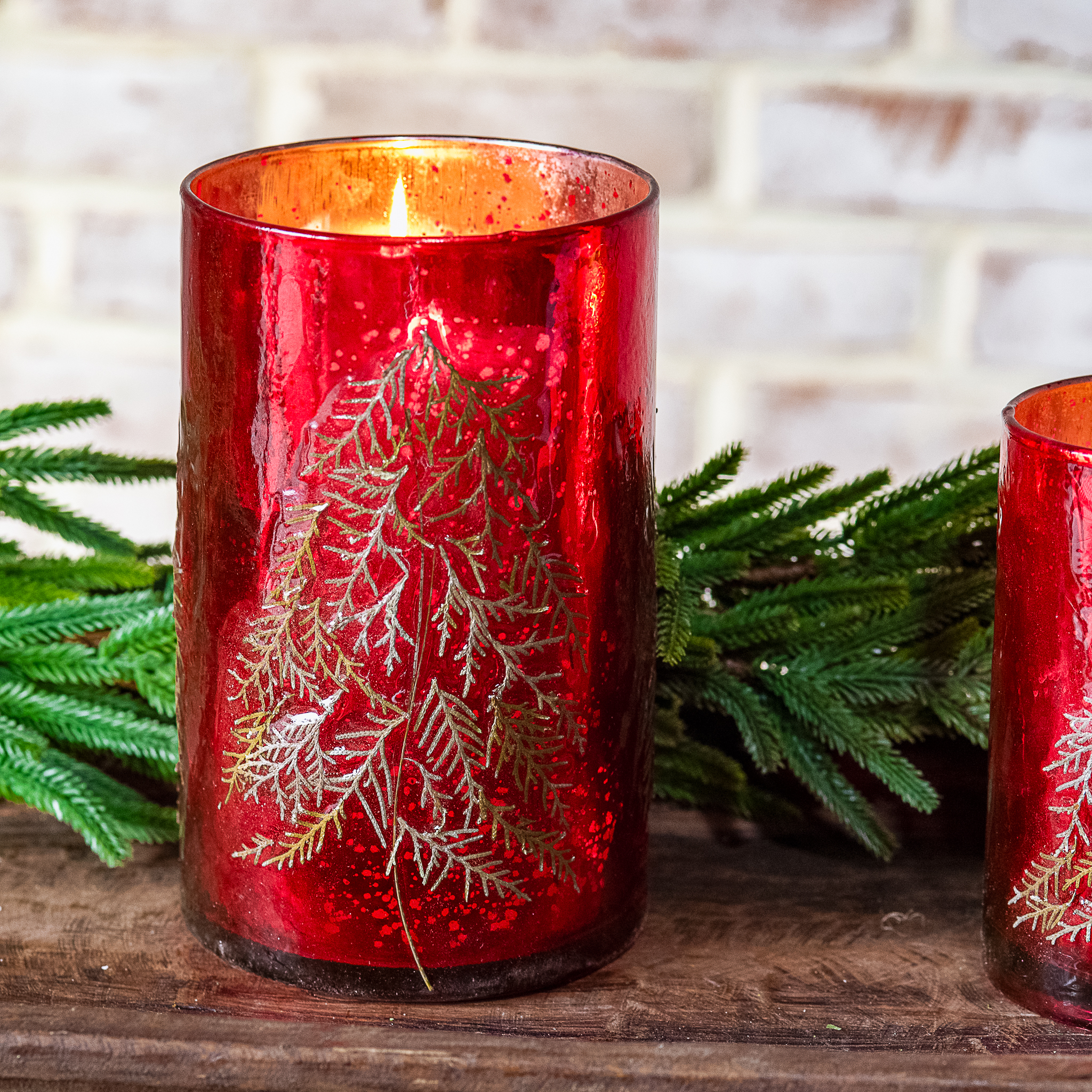 *Inner* 8" Red Pine Tree Candle Holder