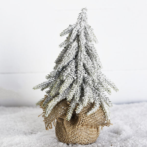 8" Frosted Tree In Burlap