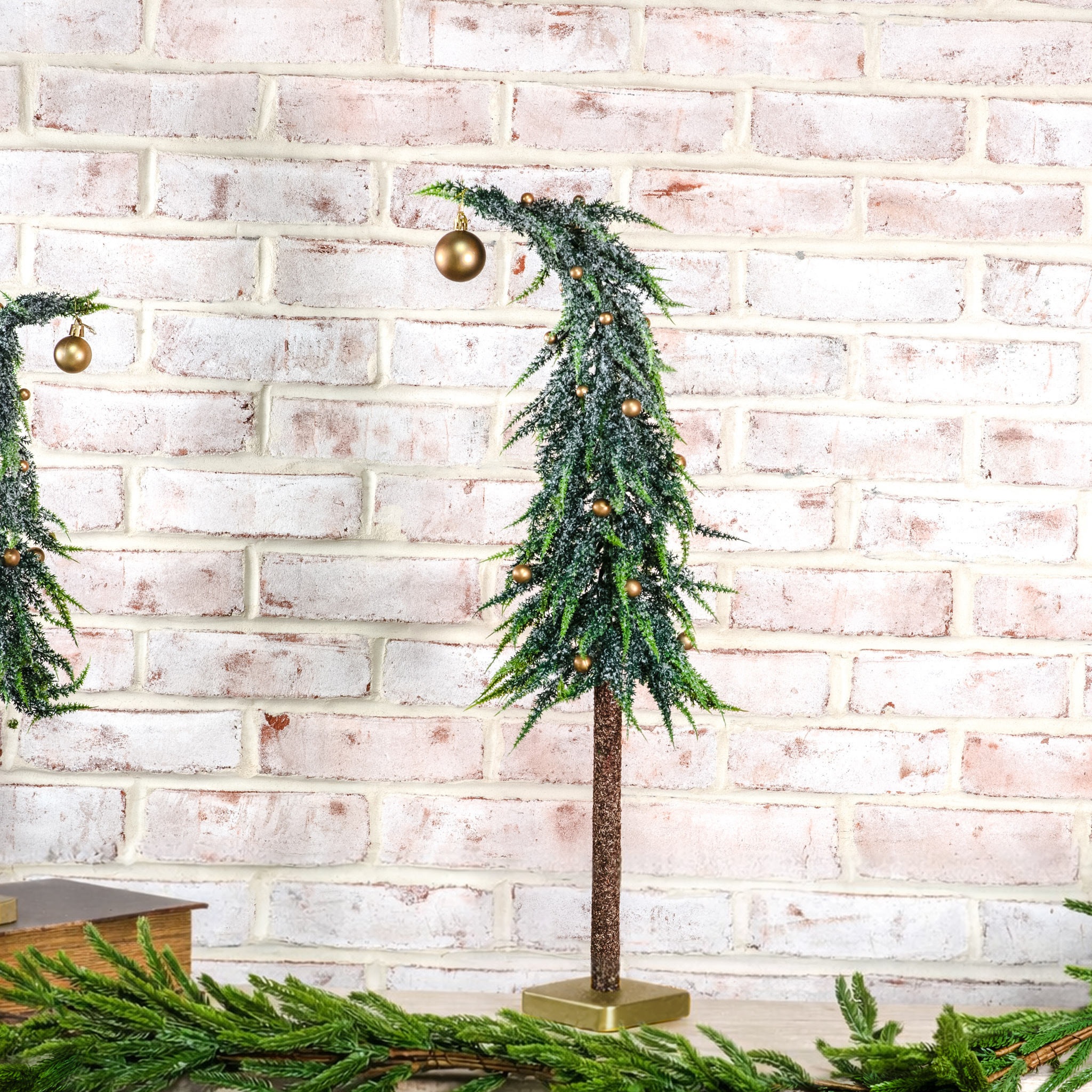 25" Frosted Bell Tree Wood Base
