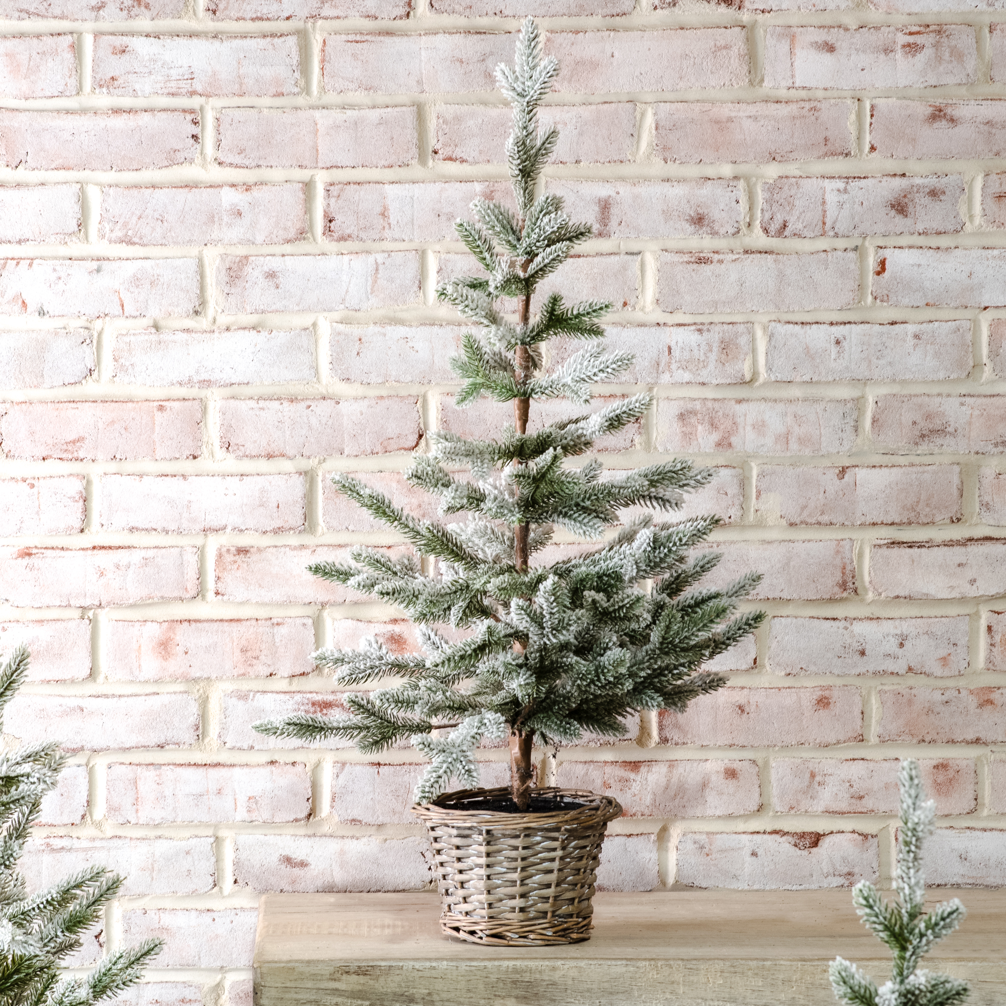 31.5"H Snowy Tree In Basket