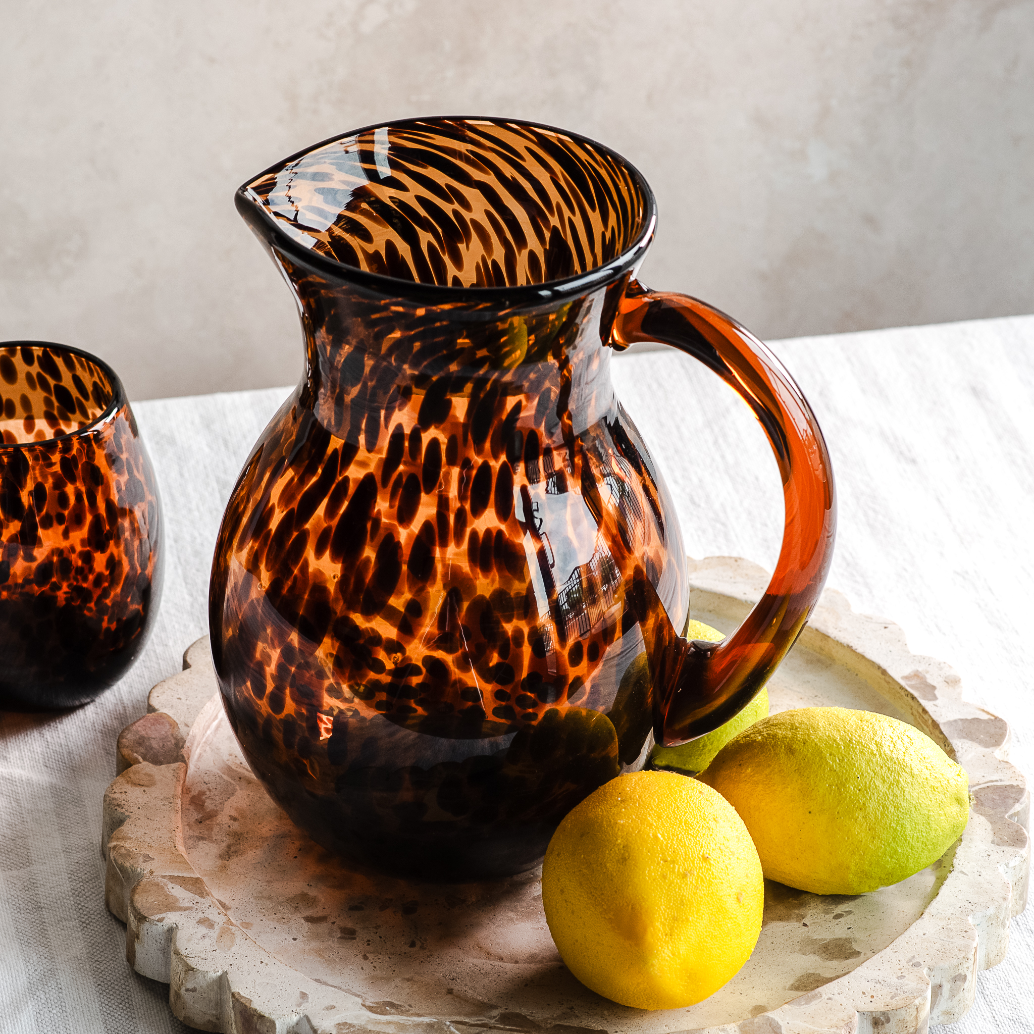 Tortoise Shell Glass Pitcher