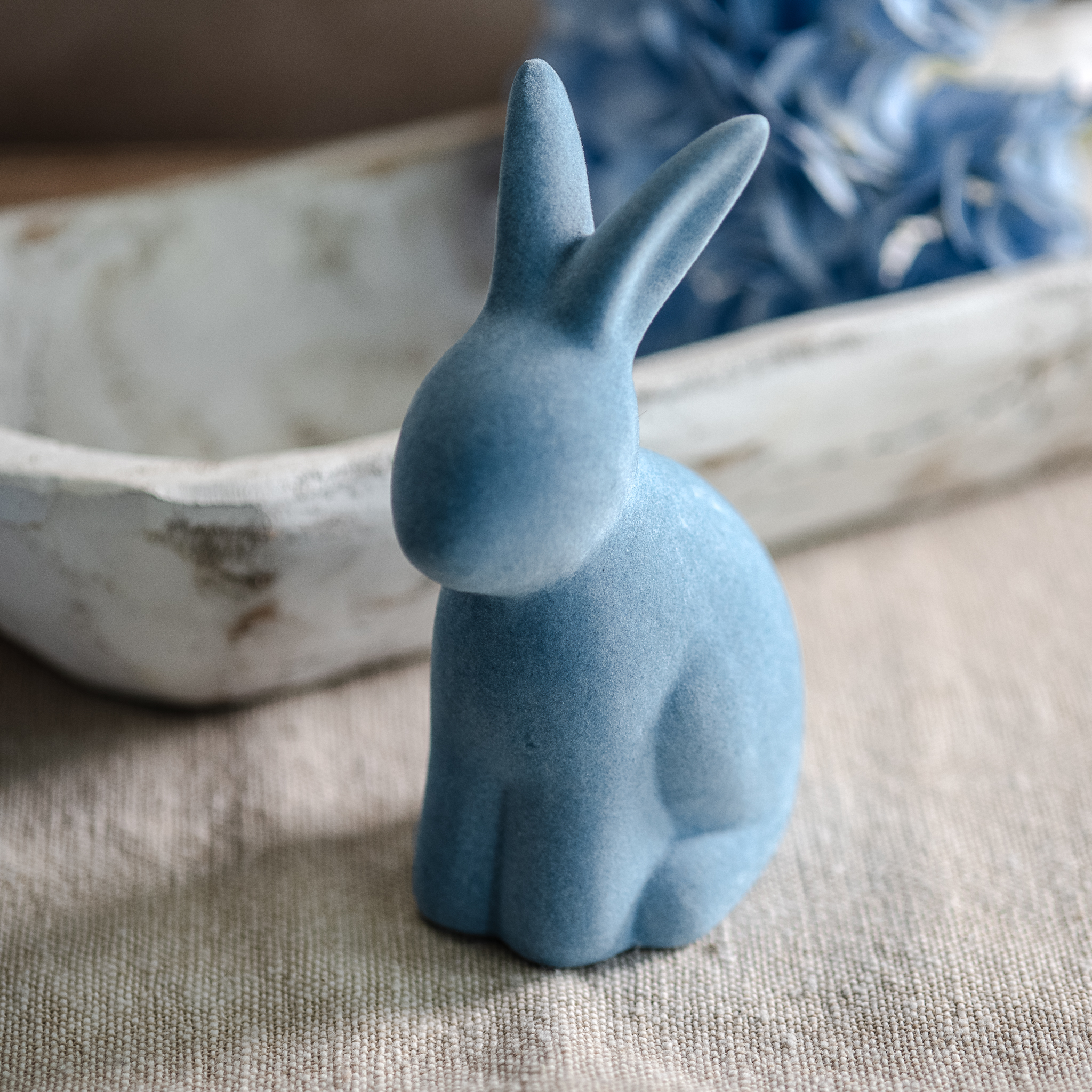 *Inner* 3.75"L Blue Flocked Bunny