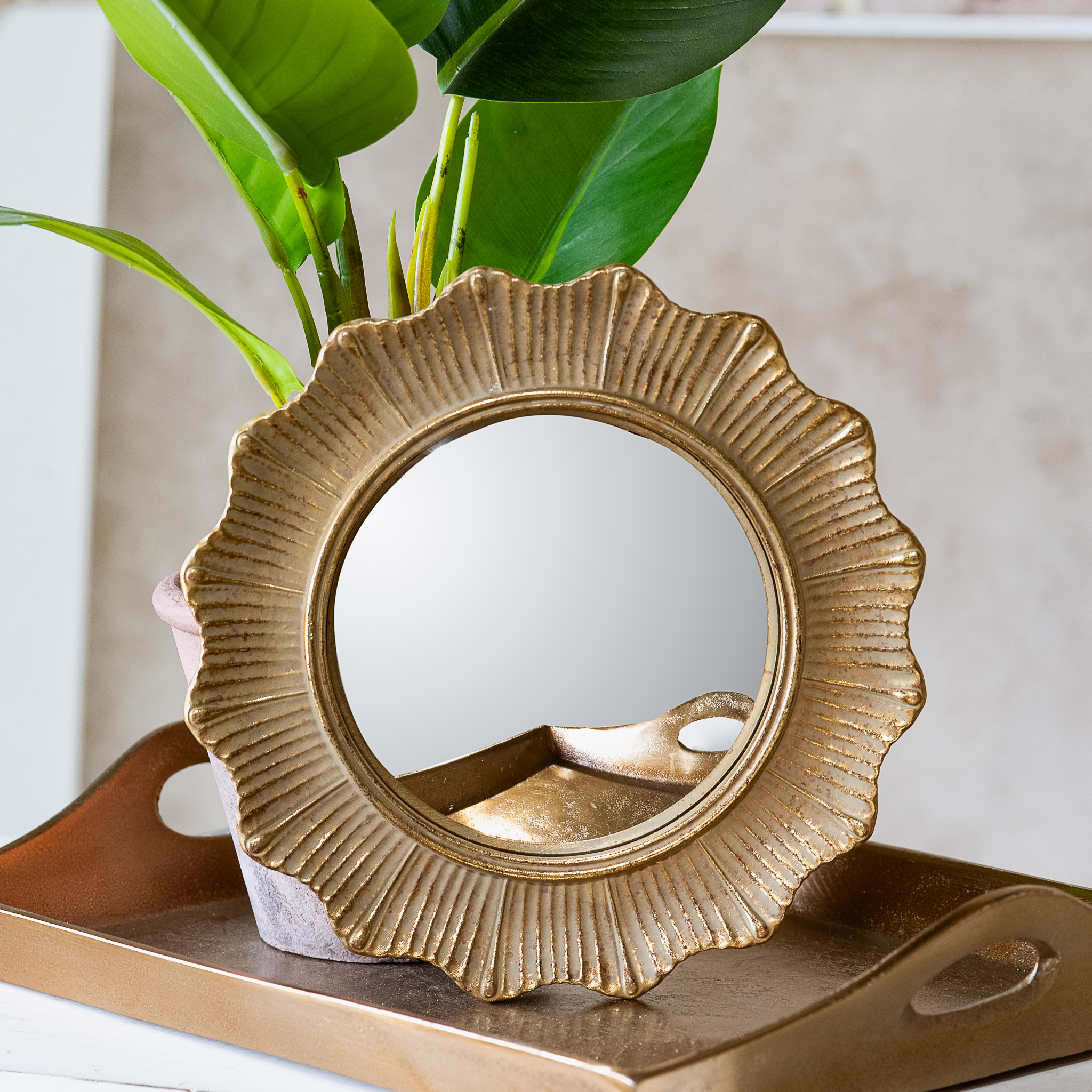 *Inner* 7.8" Rd. Deco Edge Gold Mirror