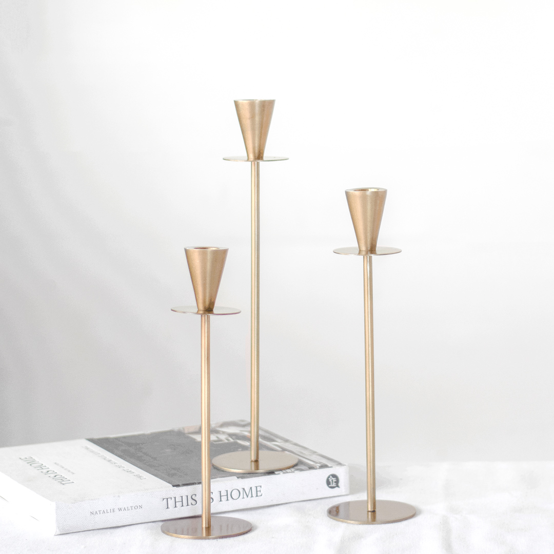 *Inner* S/3 Antique Brass Candle Holders