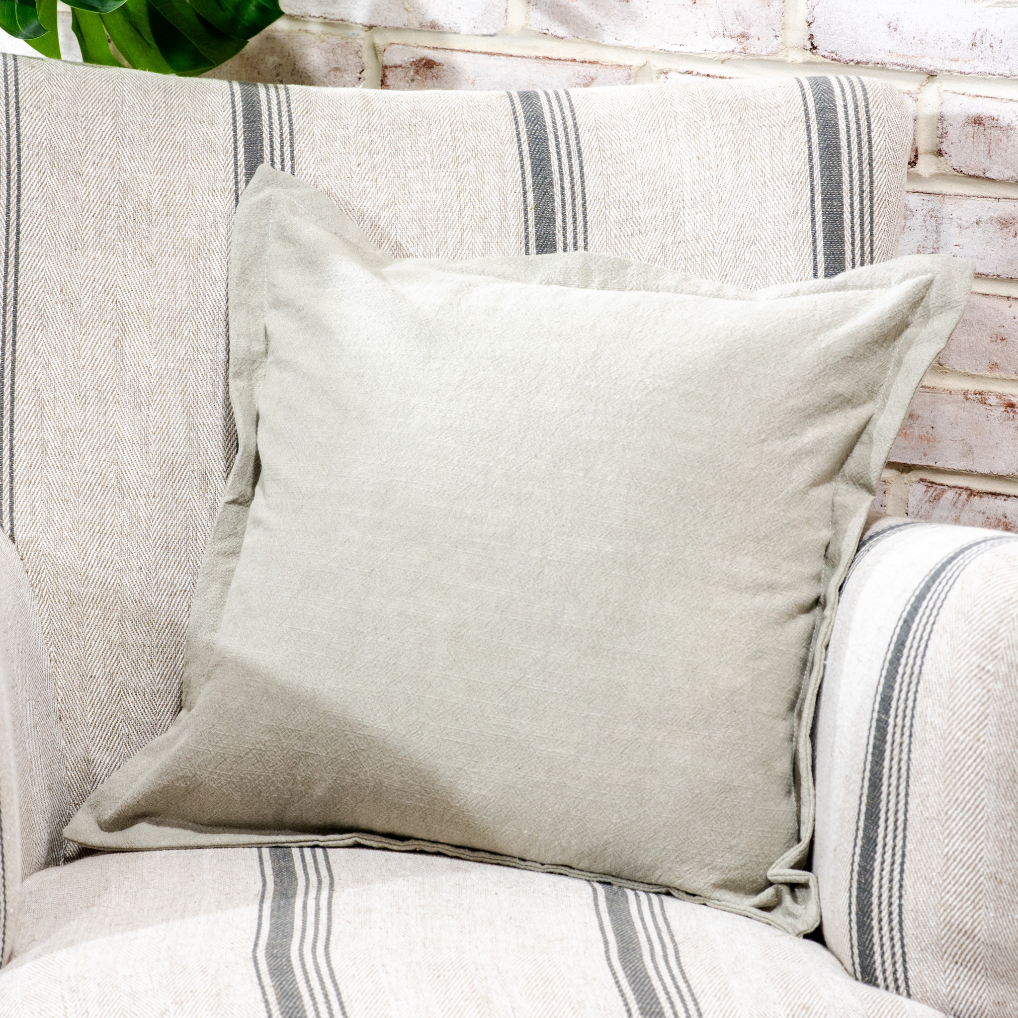 18" X 18" Taupe Cotton Pillow
