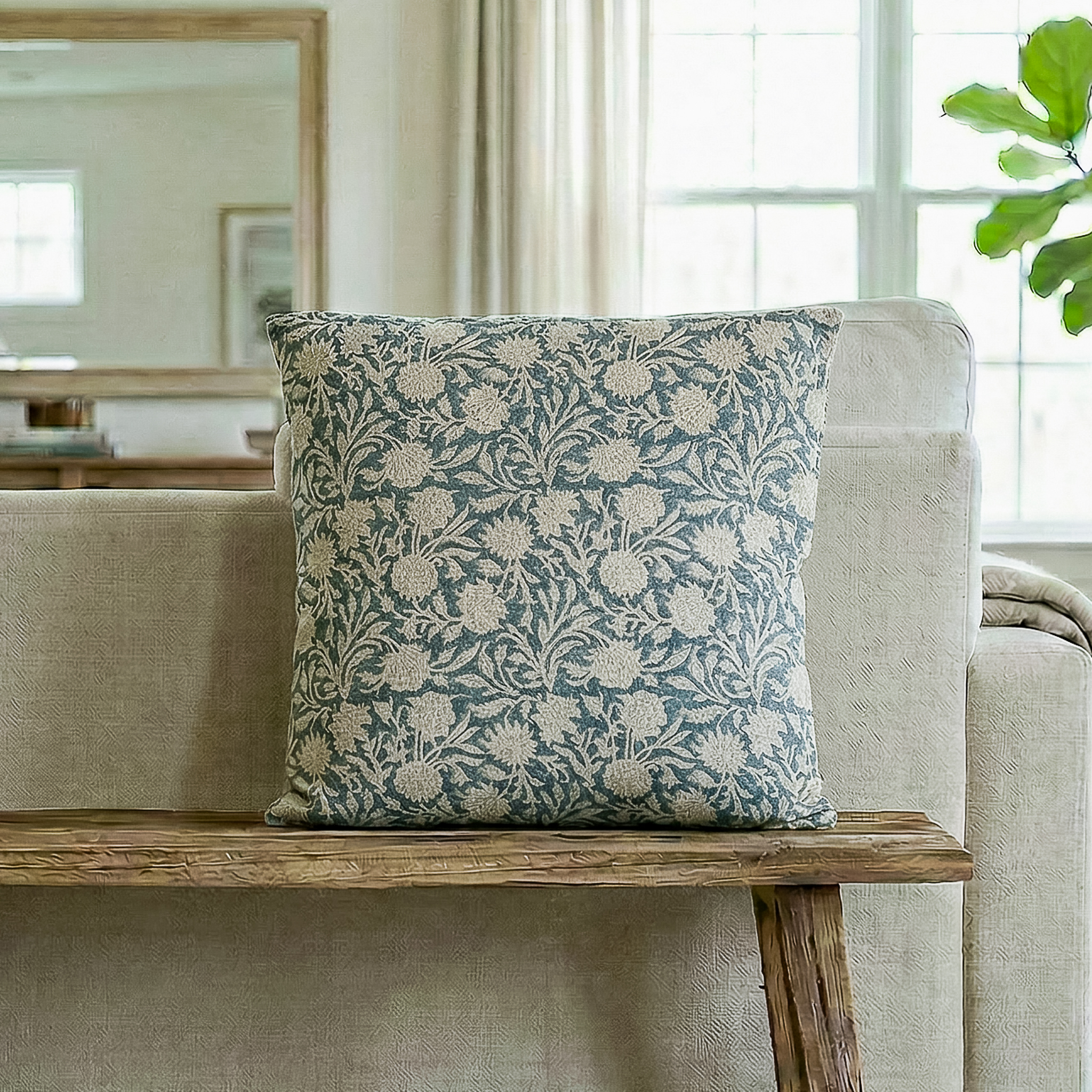 20 X 20 Blue Water Lily Pillow