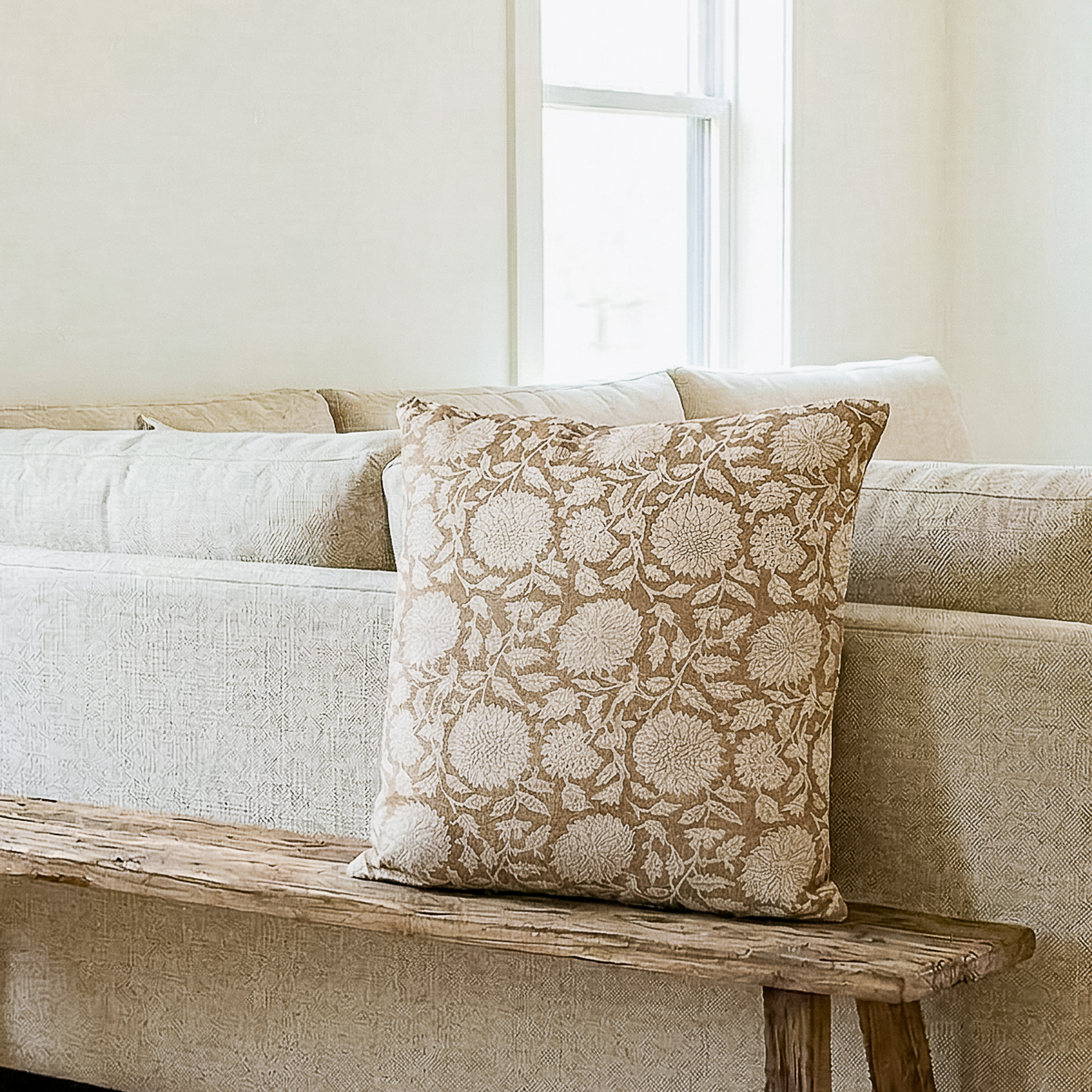 20 X 20 Beige Dandelion Pillow