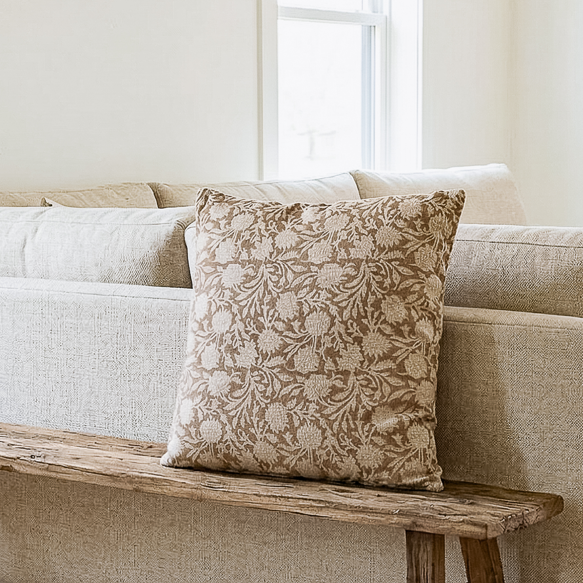 20 X 20 Beige Water Lily Pillow