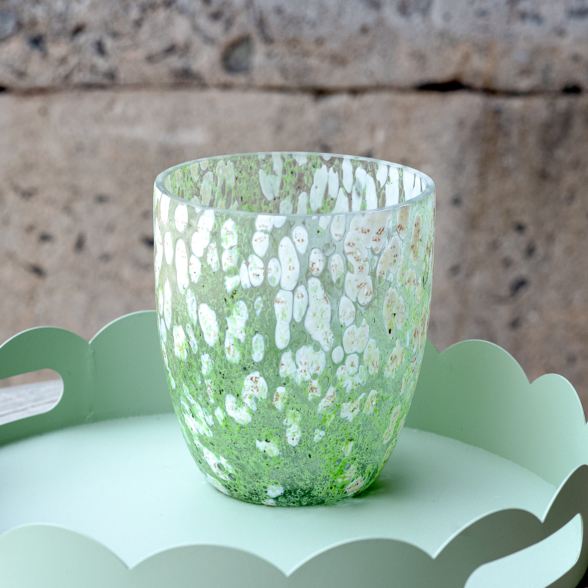 *Inner* 5.5"H Green Speckle Votive