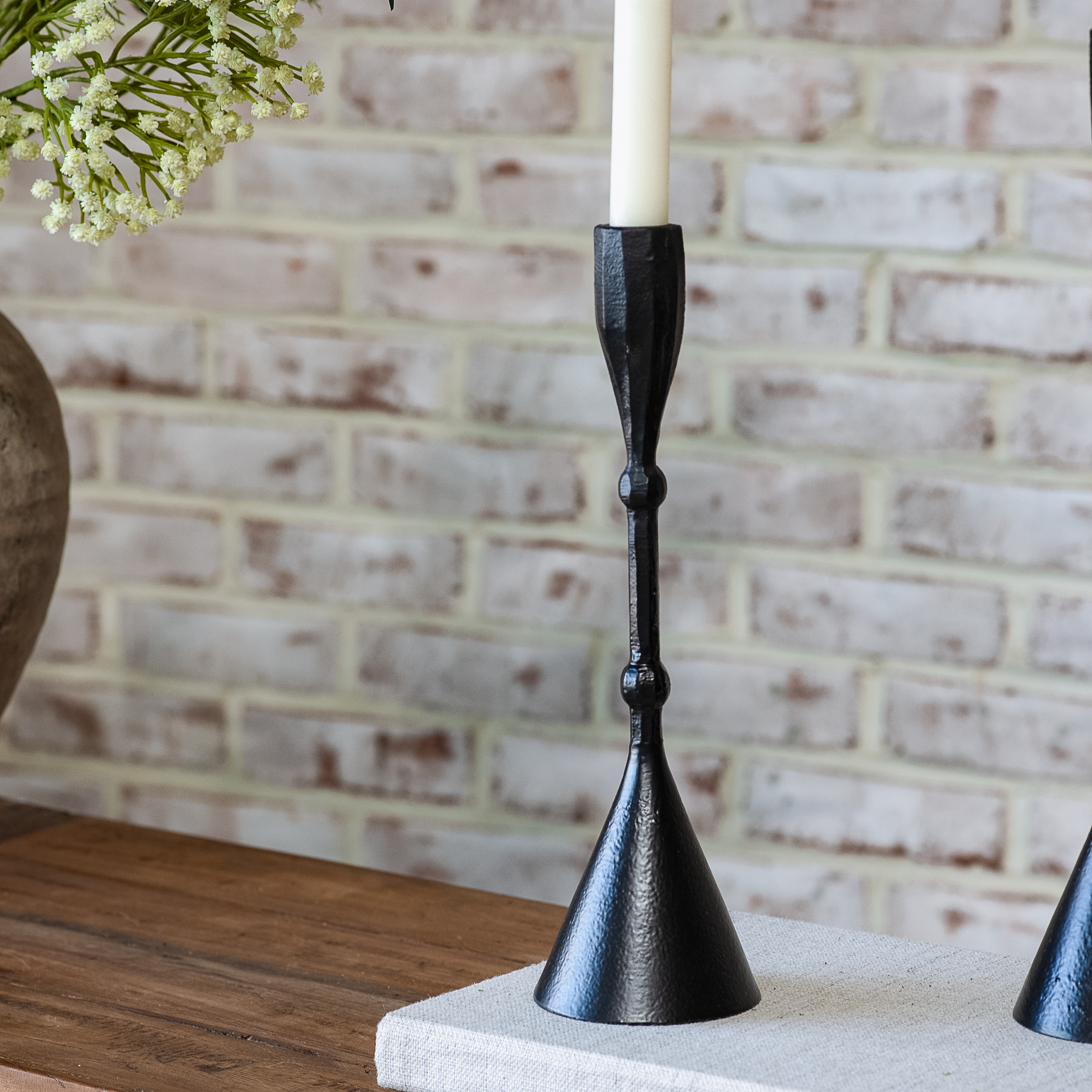 12" Black Bead Candle Holders