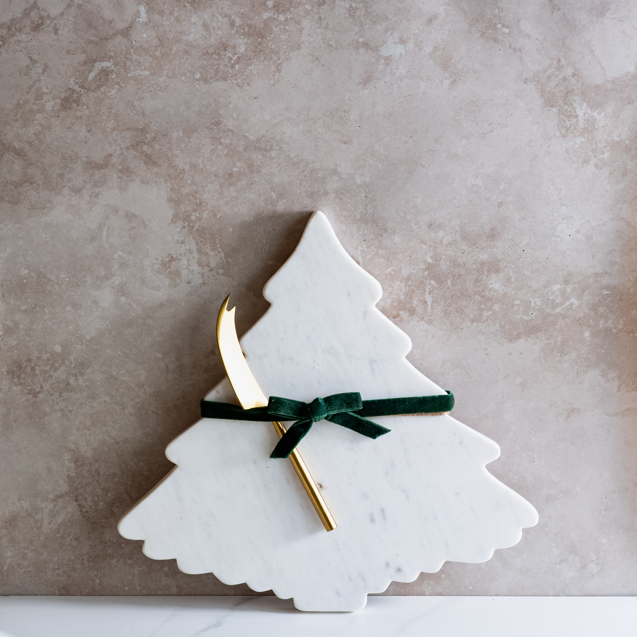 13" Marble Tree Serve Board W/Knife