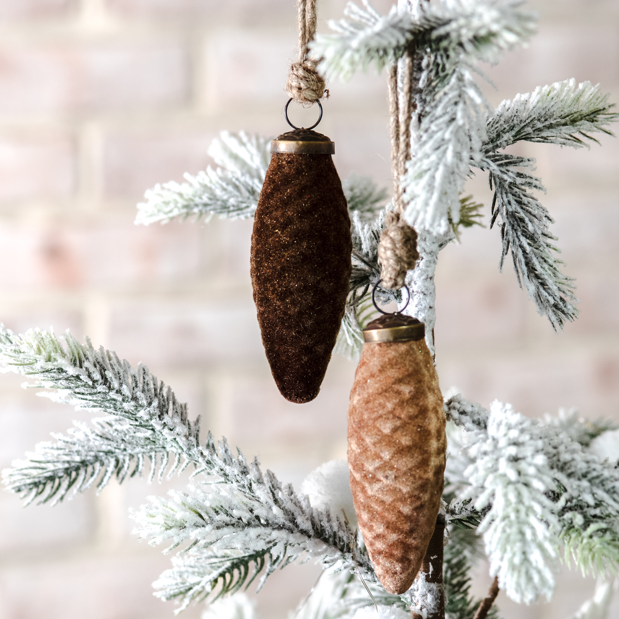 *Inner* 2 Asst. 4" Flocked Pinecone Orn.