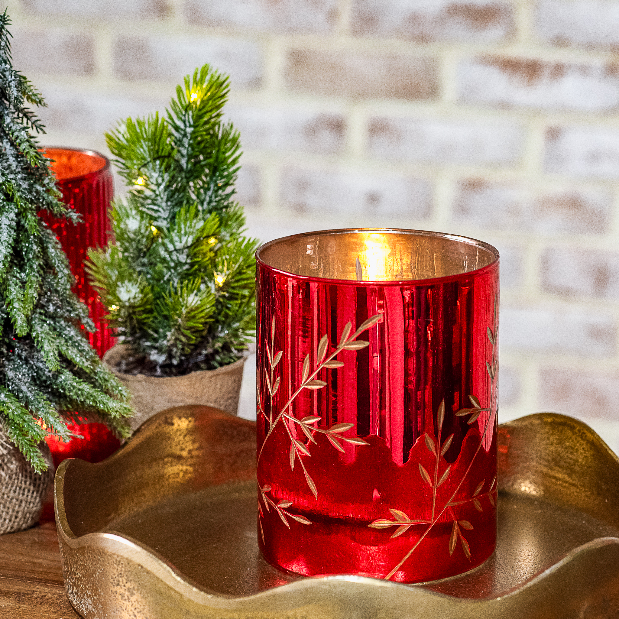 6" Red/Gold Plant Votive