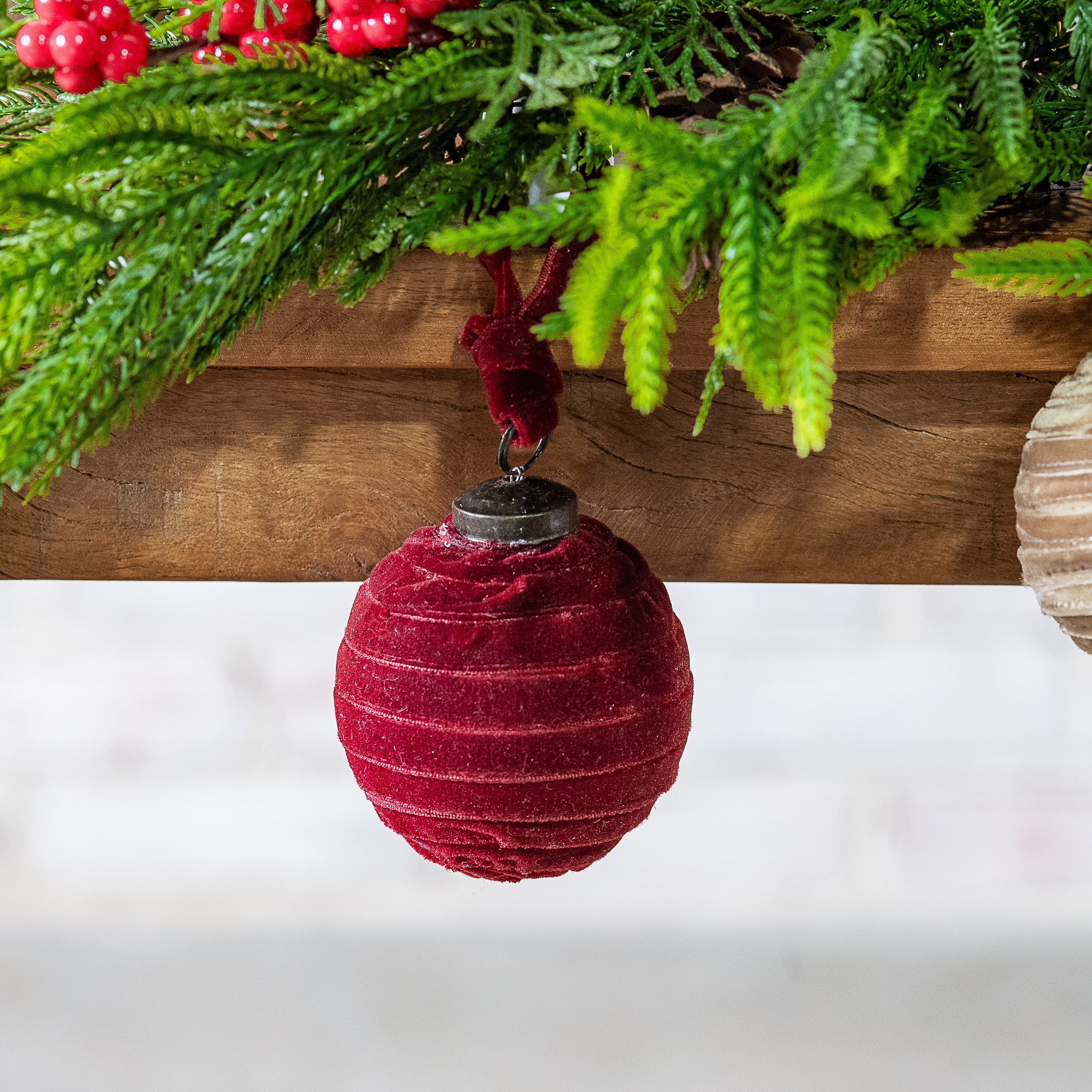 3" Burgundy Velvet Ball Ornament