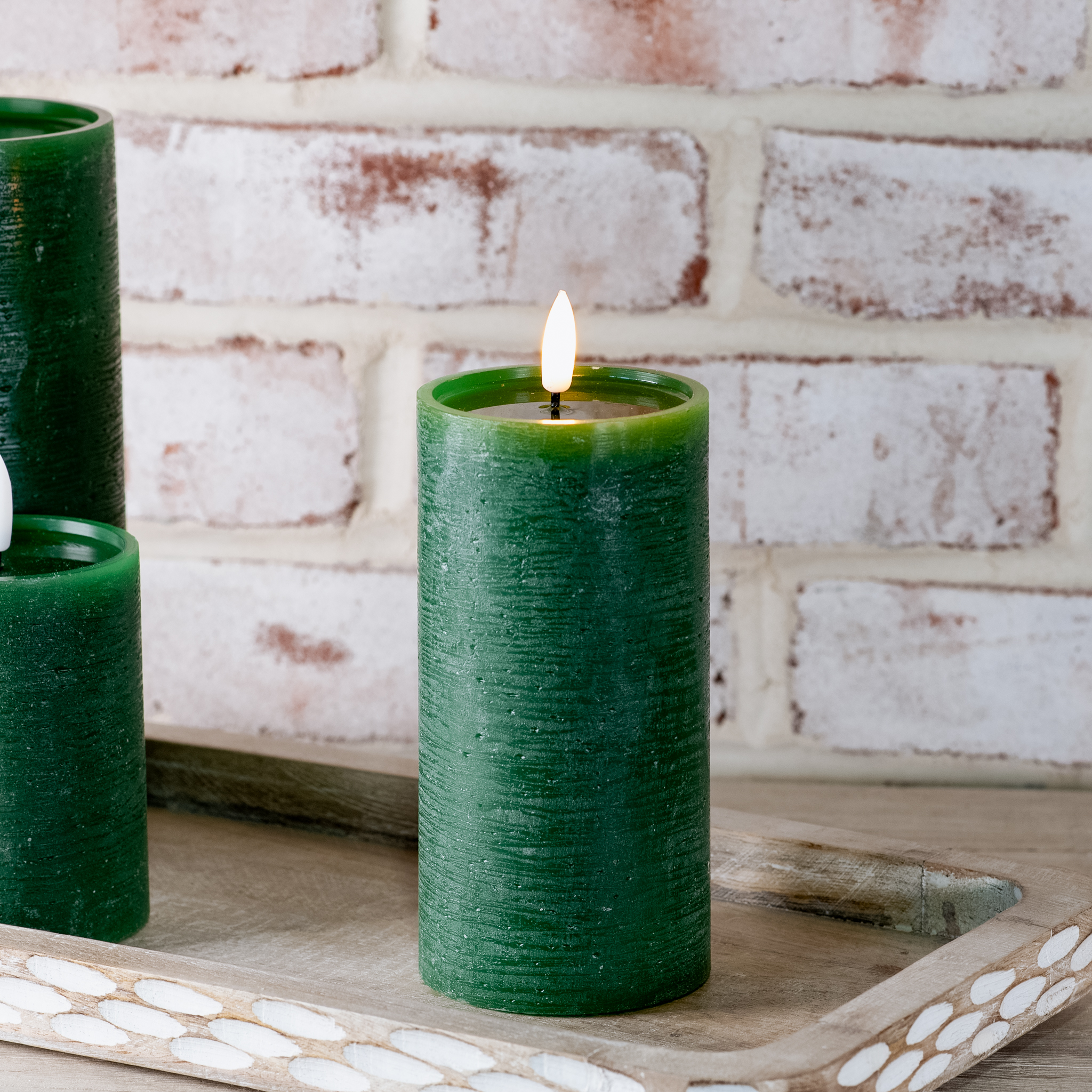 *Inner* 6" Green Led Pillar Candle