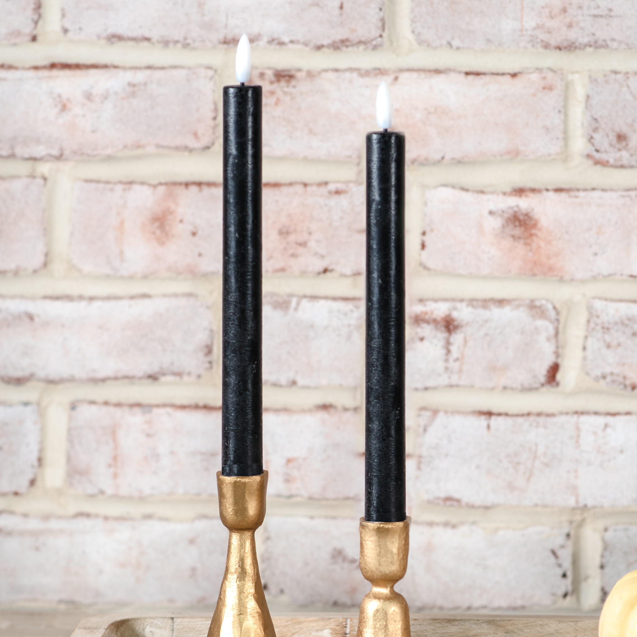 *Inner* 2 Pc Black Led Taper Candle Set