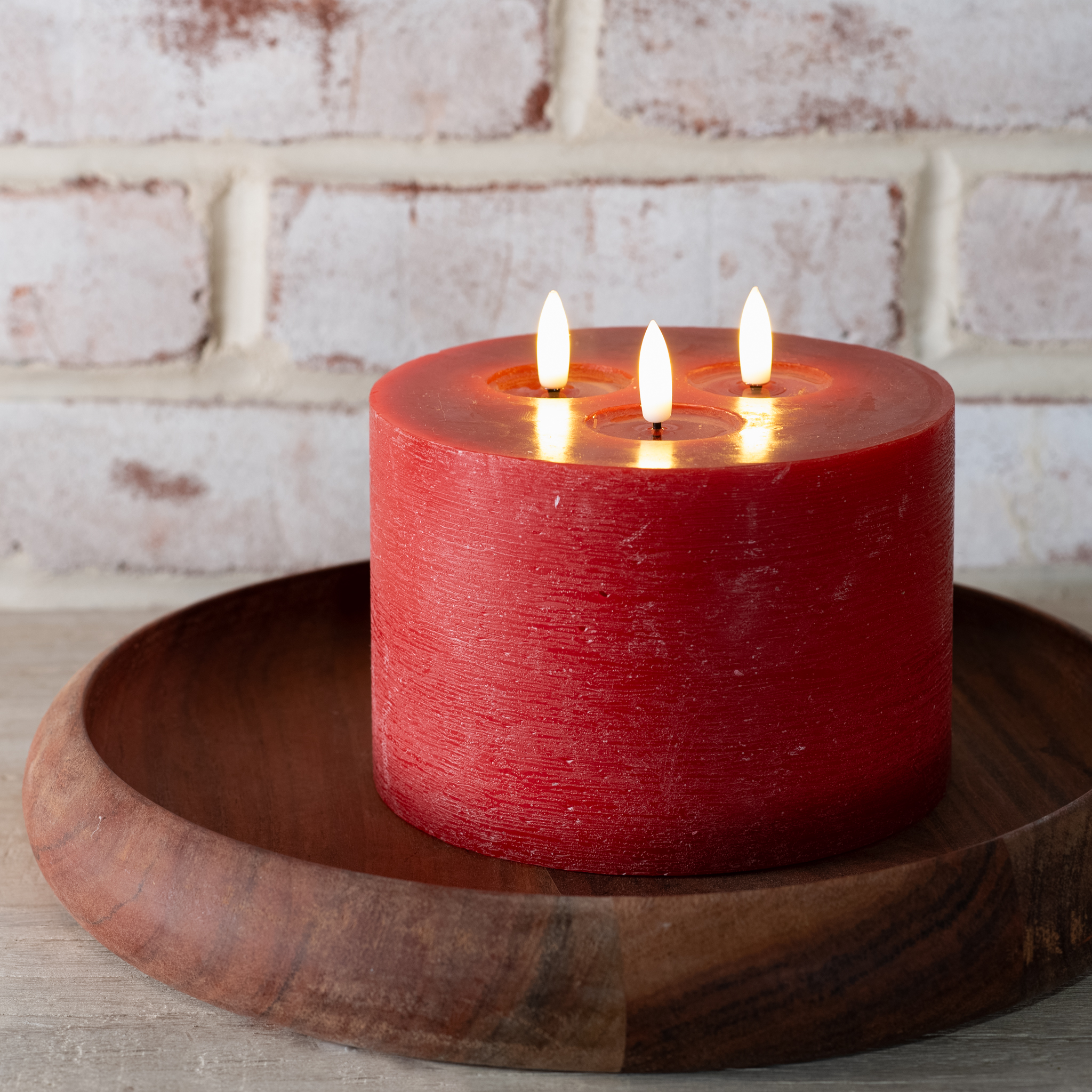6" X 5" 3 Wick Red Led Candle