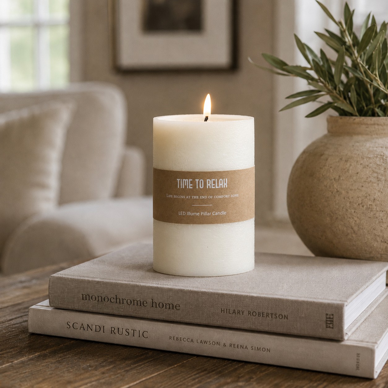 6" H. Wide Led Pillar Candle