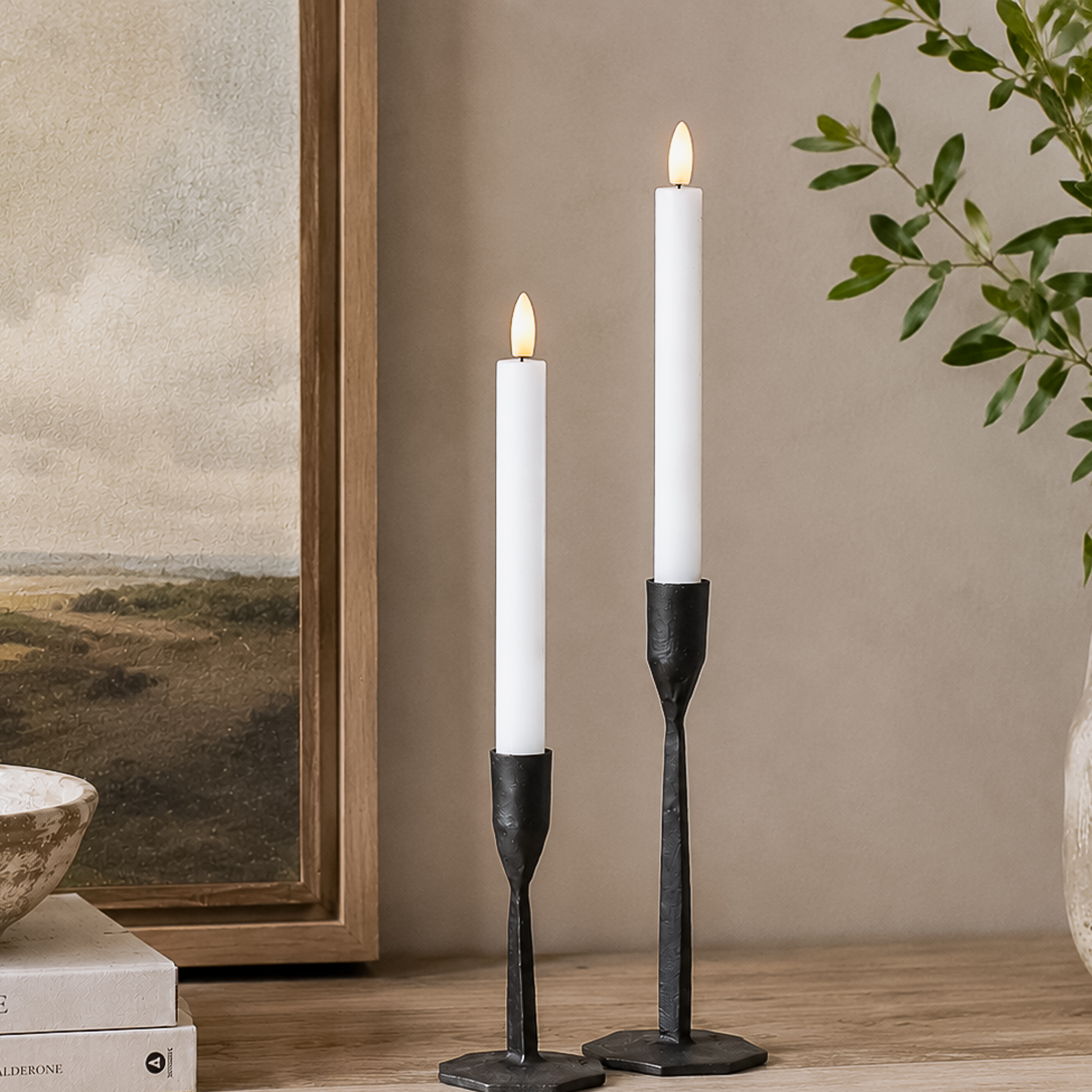 *Inner* 2 Pc Led Taper Candle Set