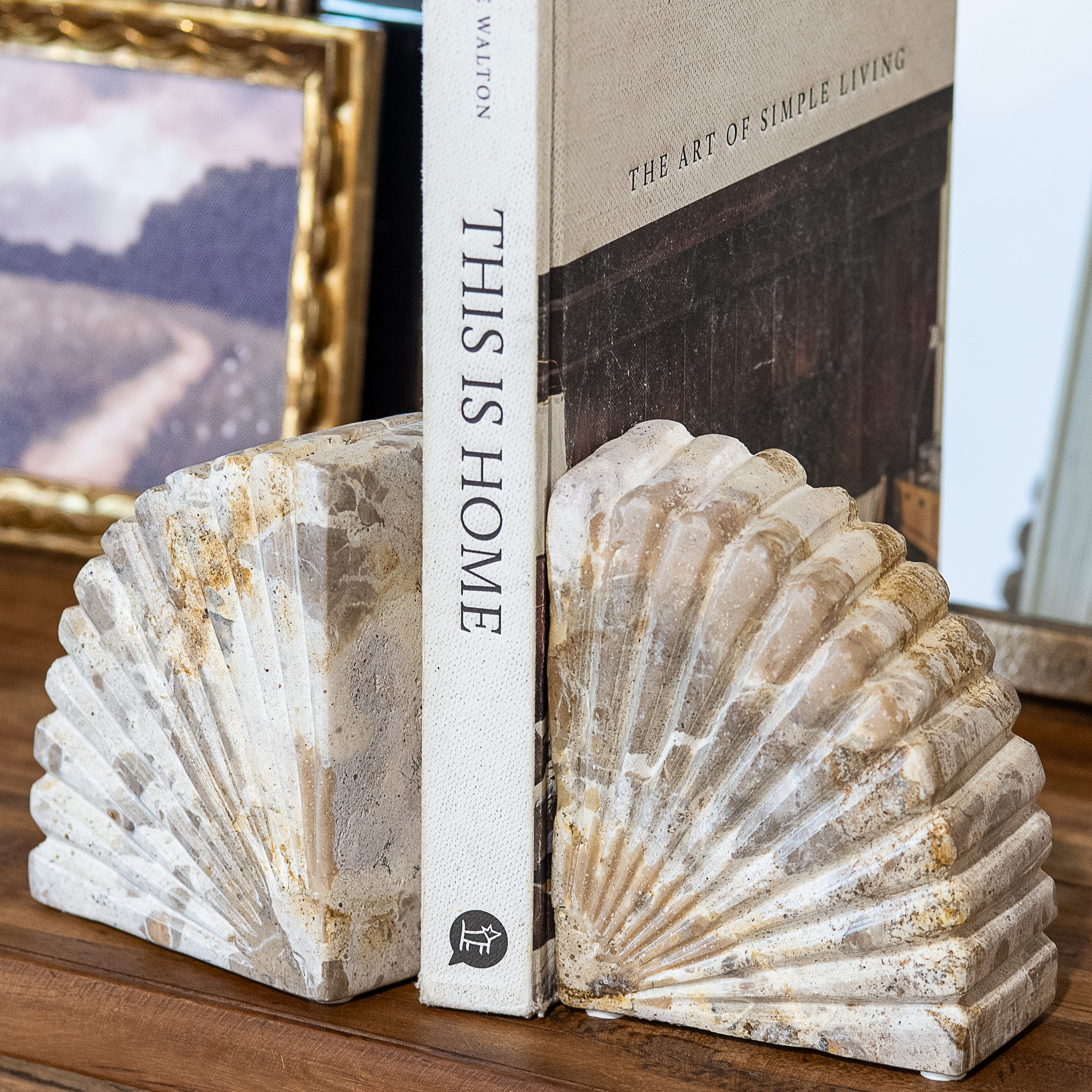 S/2 Leopard Marble Scallop Bookends