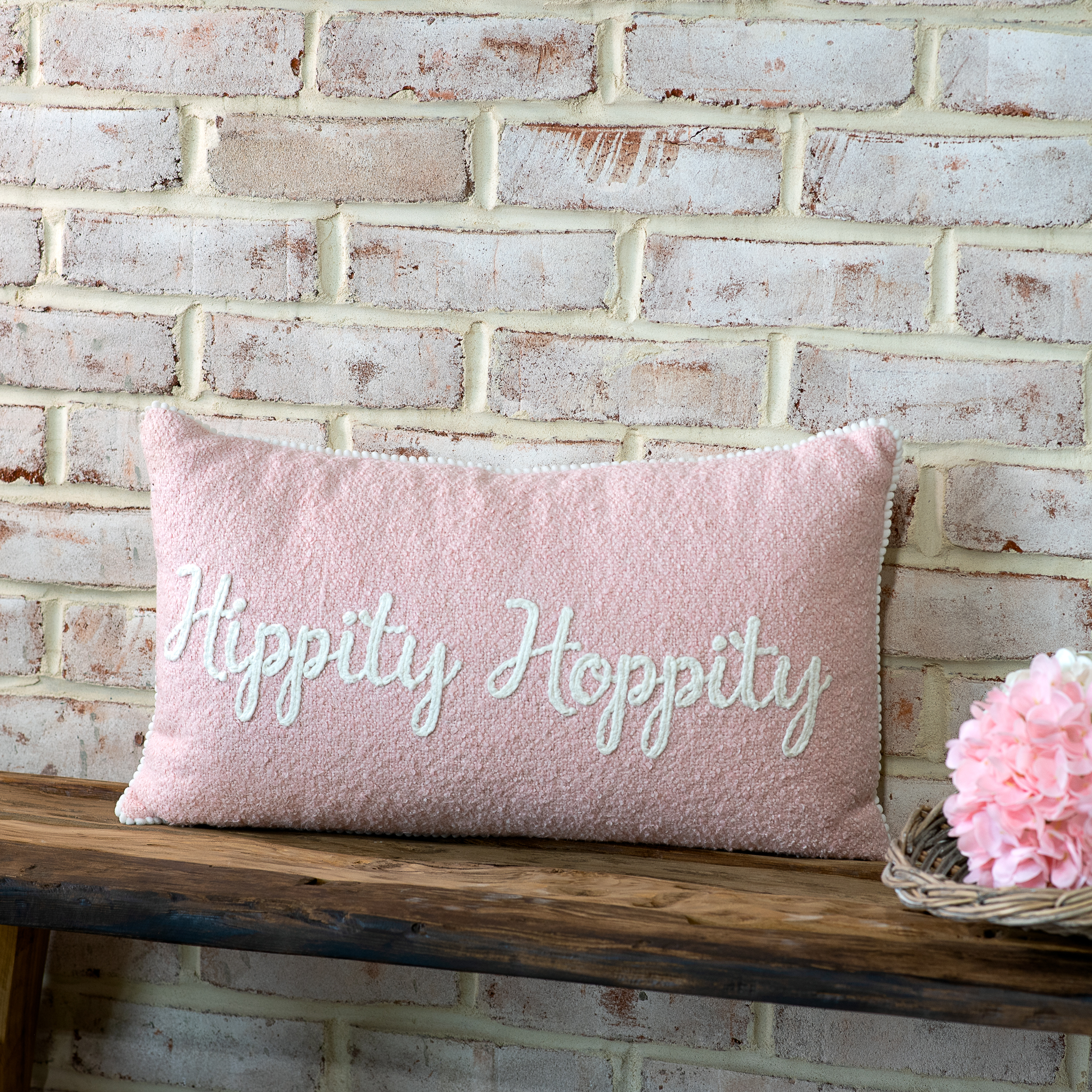 12" X 20" Pink Hippity Hoppity Pillow
