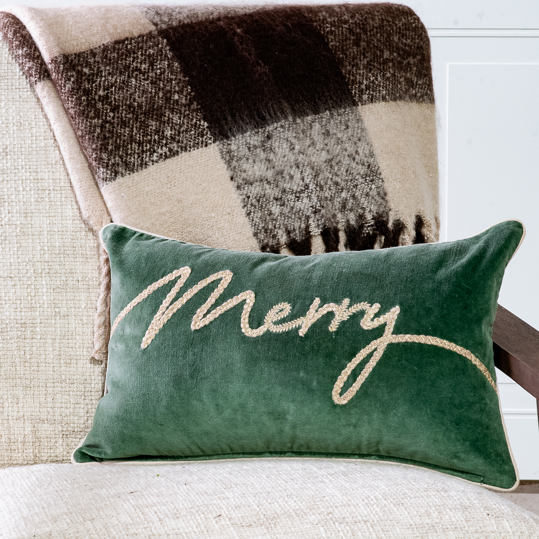 20 X 12 Green Merry Pillow