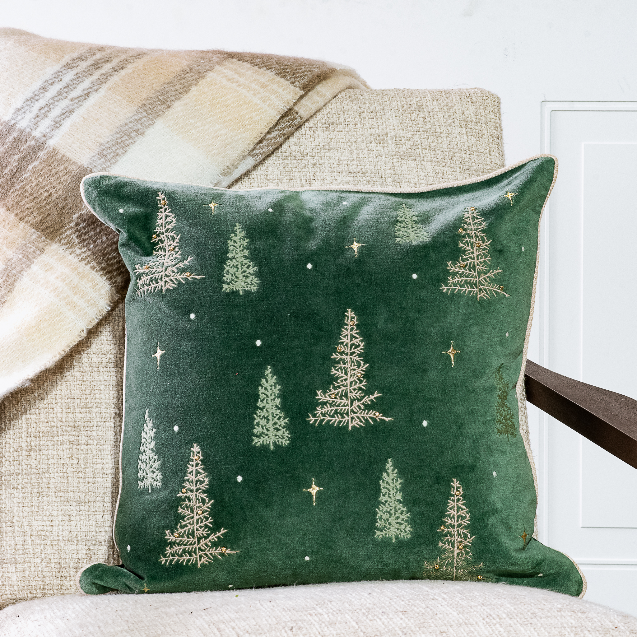 18 X 18 Green Multi Tree Pillow
