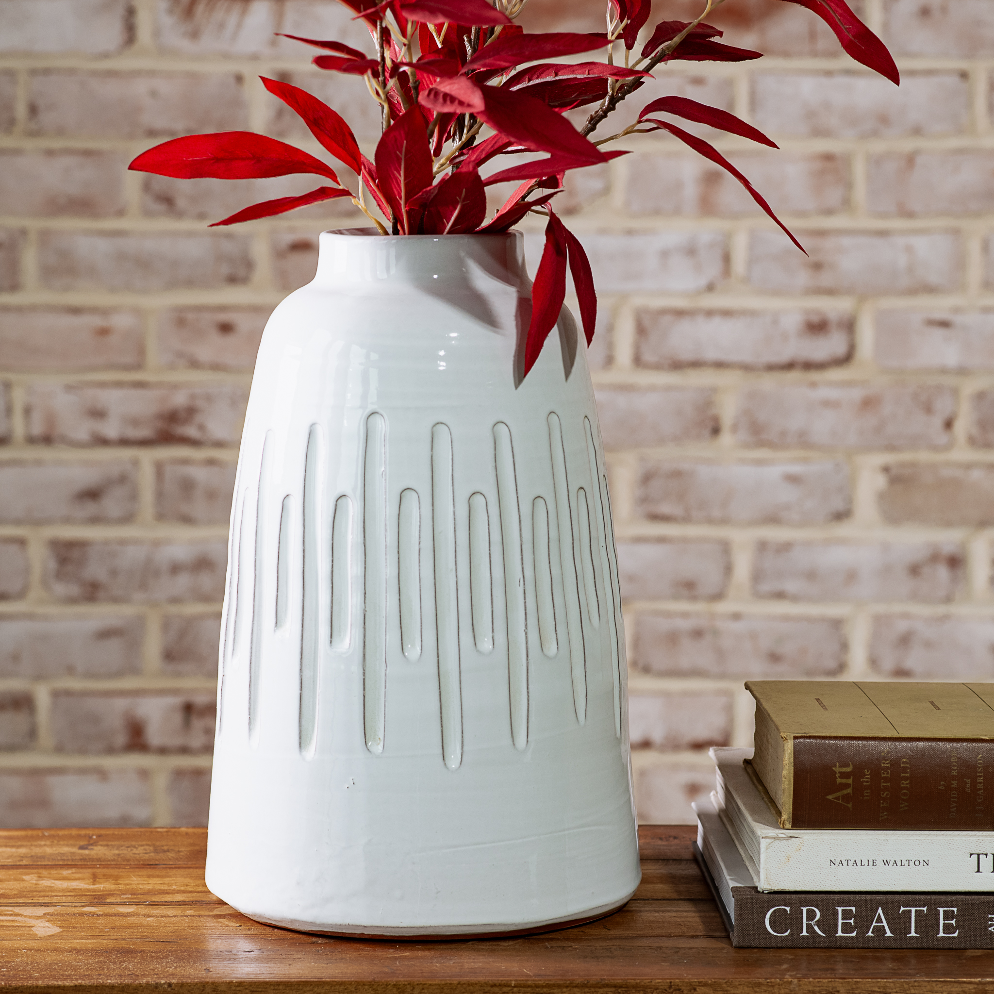 13.5" Modern White Vase