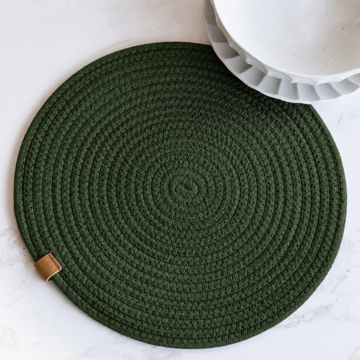 13" Forest Green Round Placemat