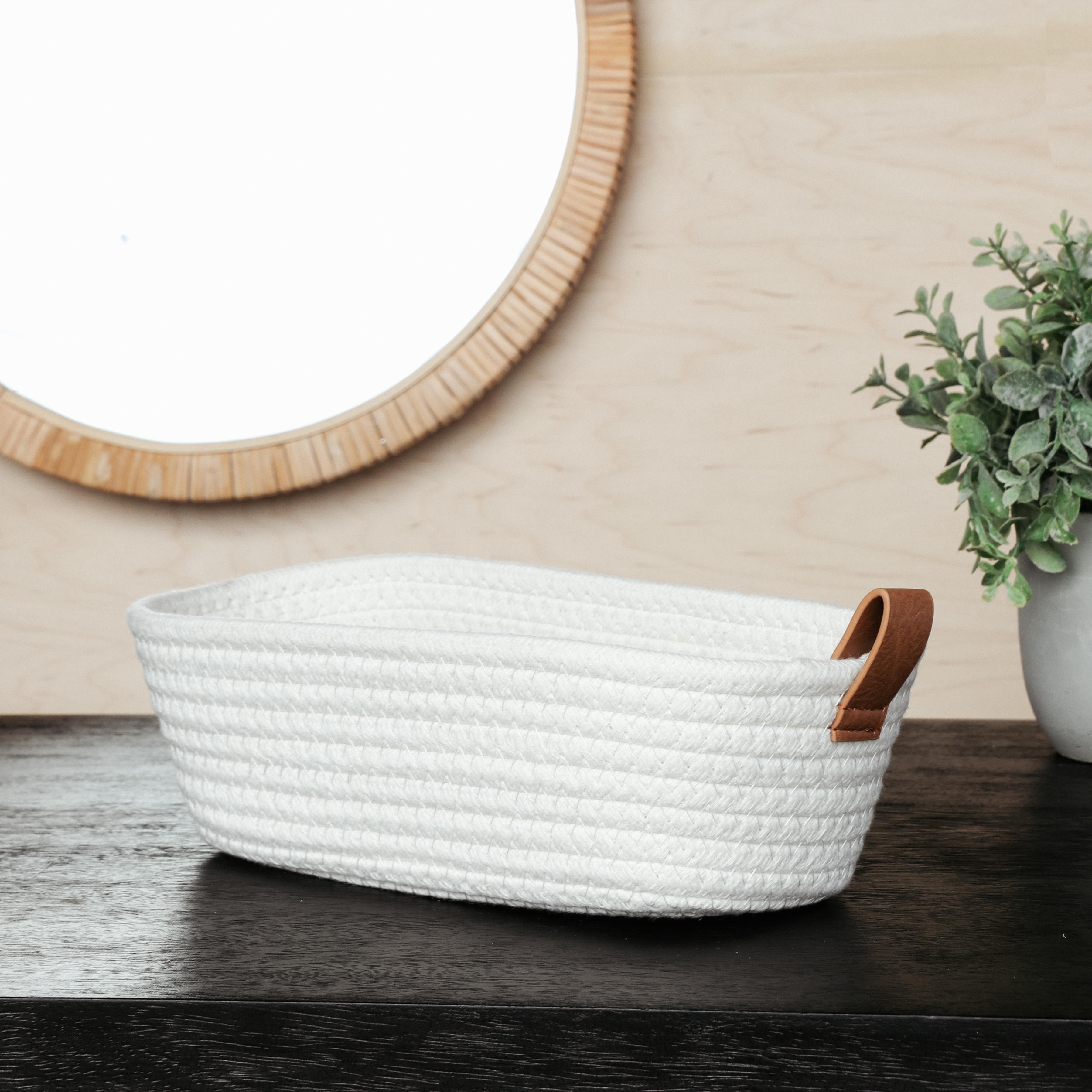 10" X 5" Small Ivory Basket