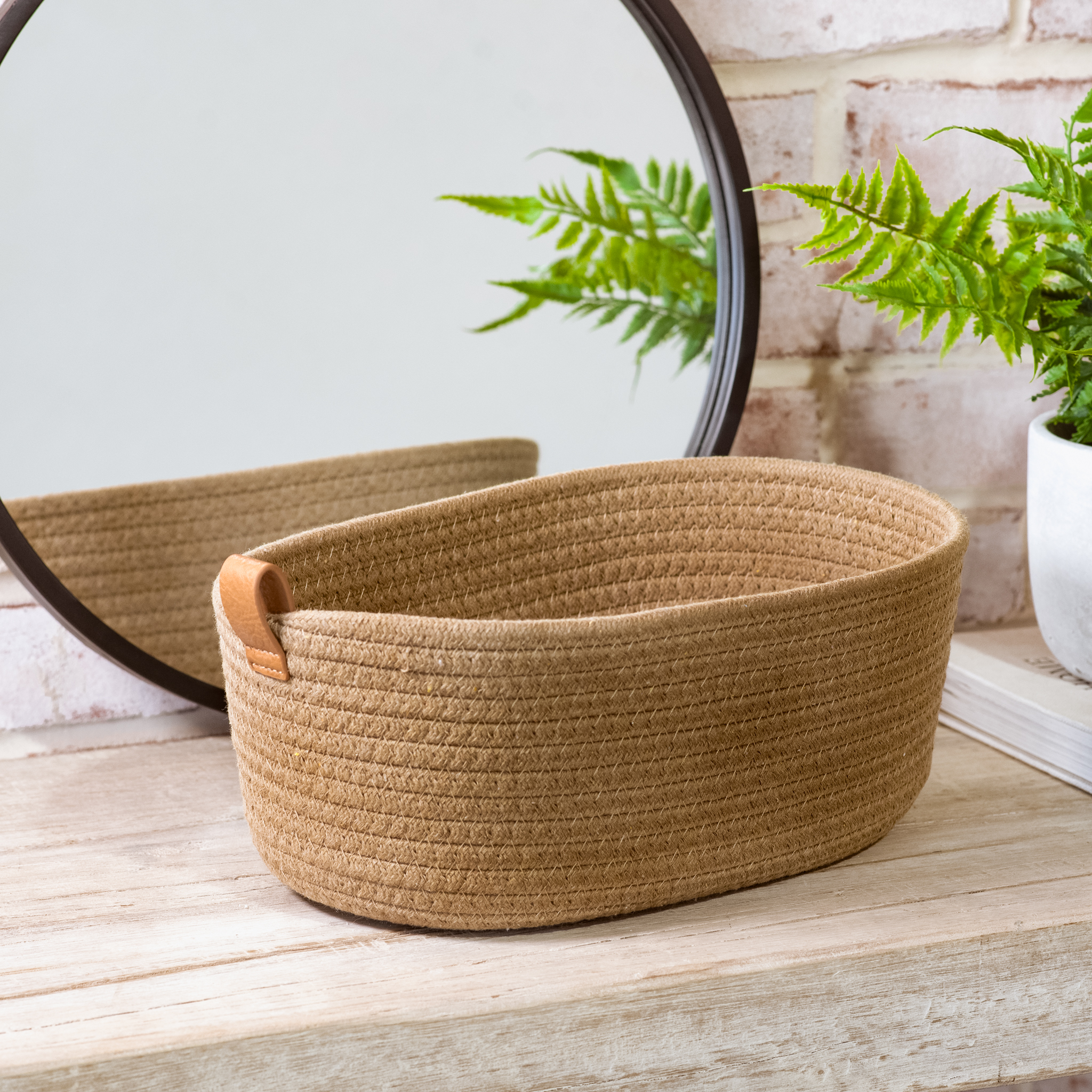 12.5" X 8.5" Large Khaki Basket