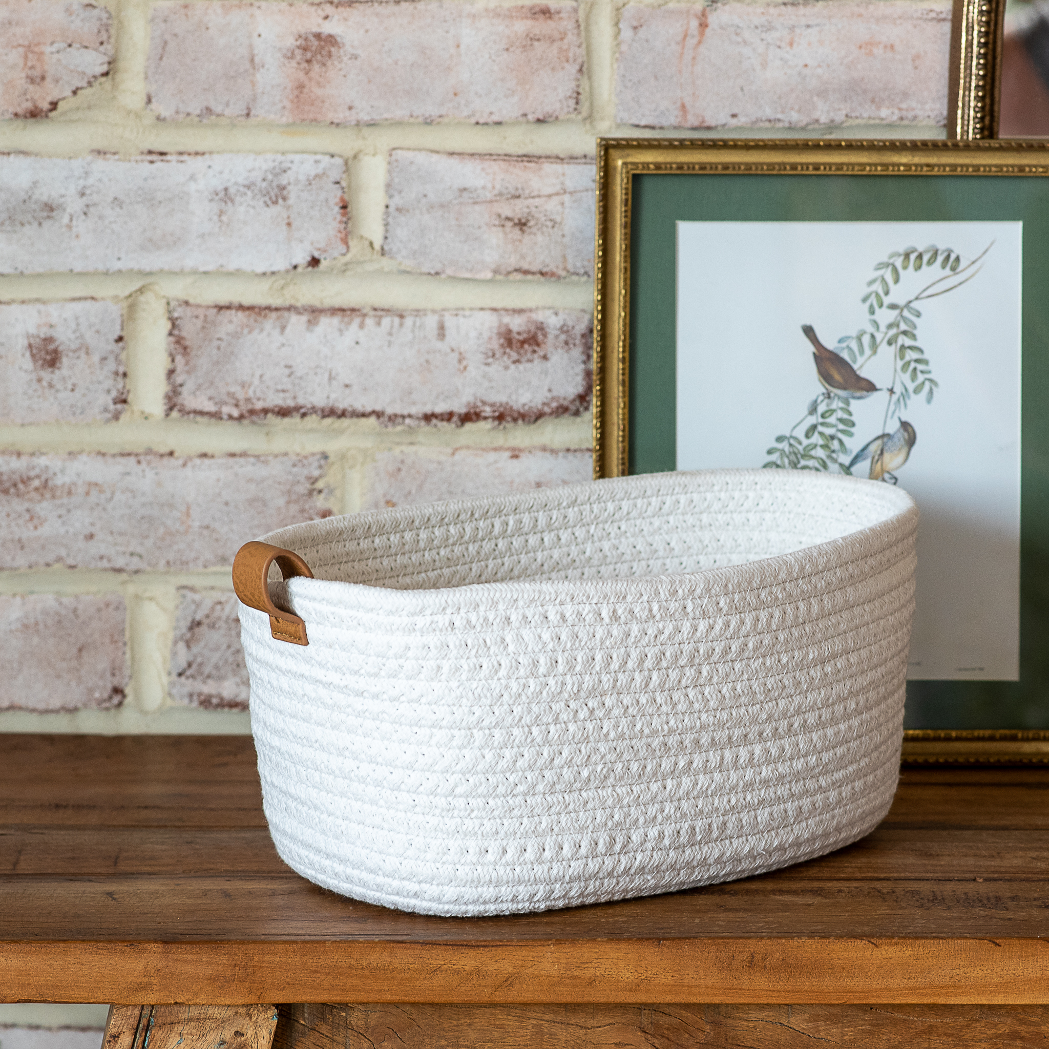 12.5" X 8.5" Large Ivory Basket