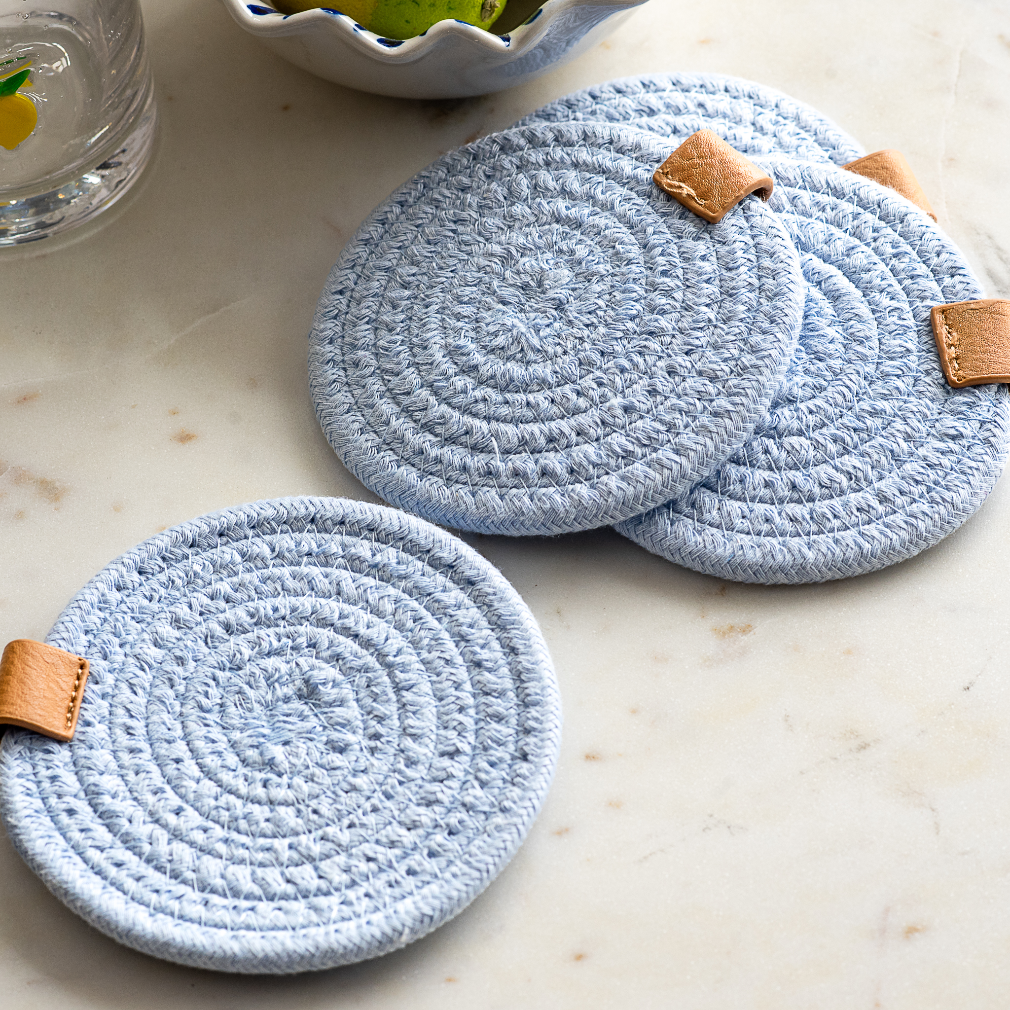 S/4 Round Cloud Blue Coasters