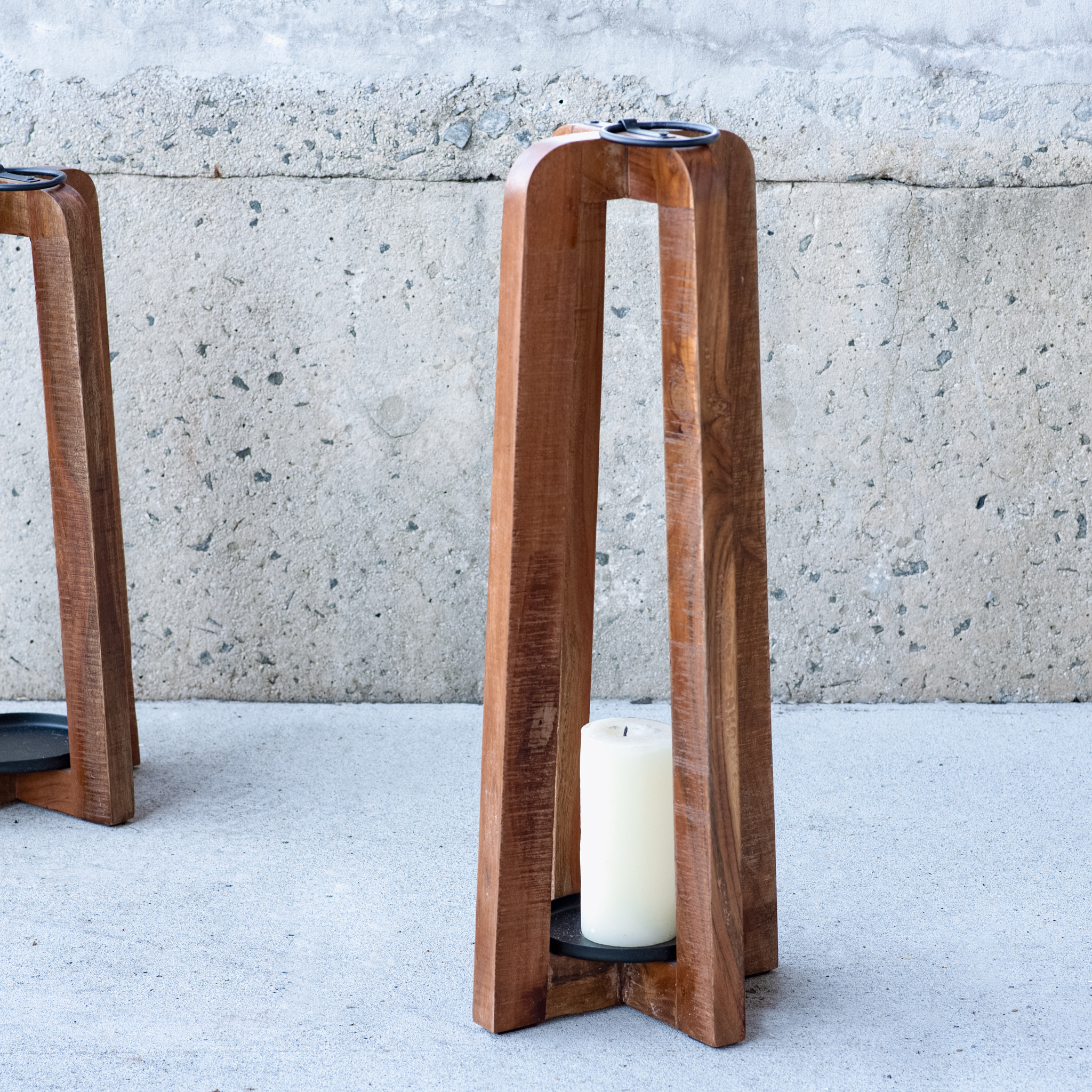 25" Wood Candle Lantern