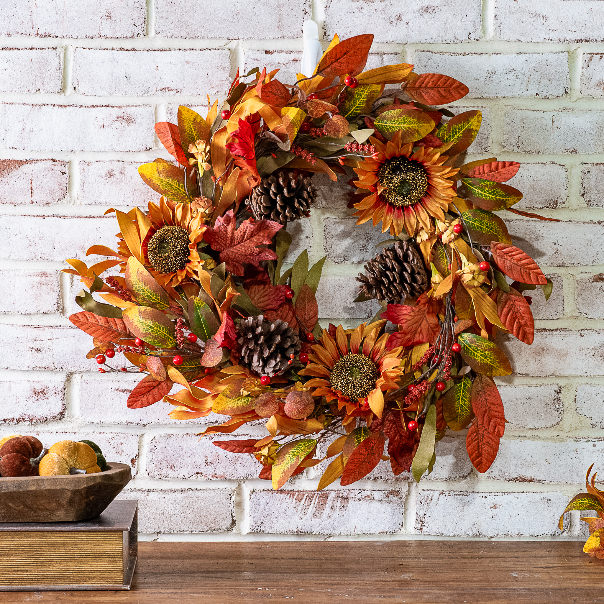 *Inner* 23.6" Sunflower Pinecone Wreath