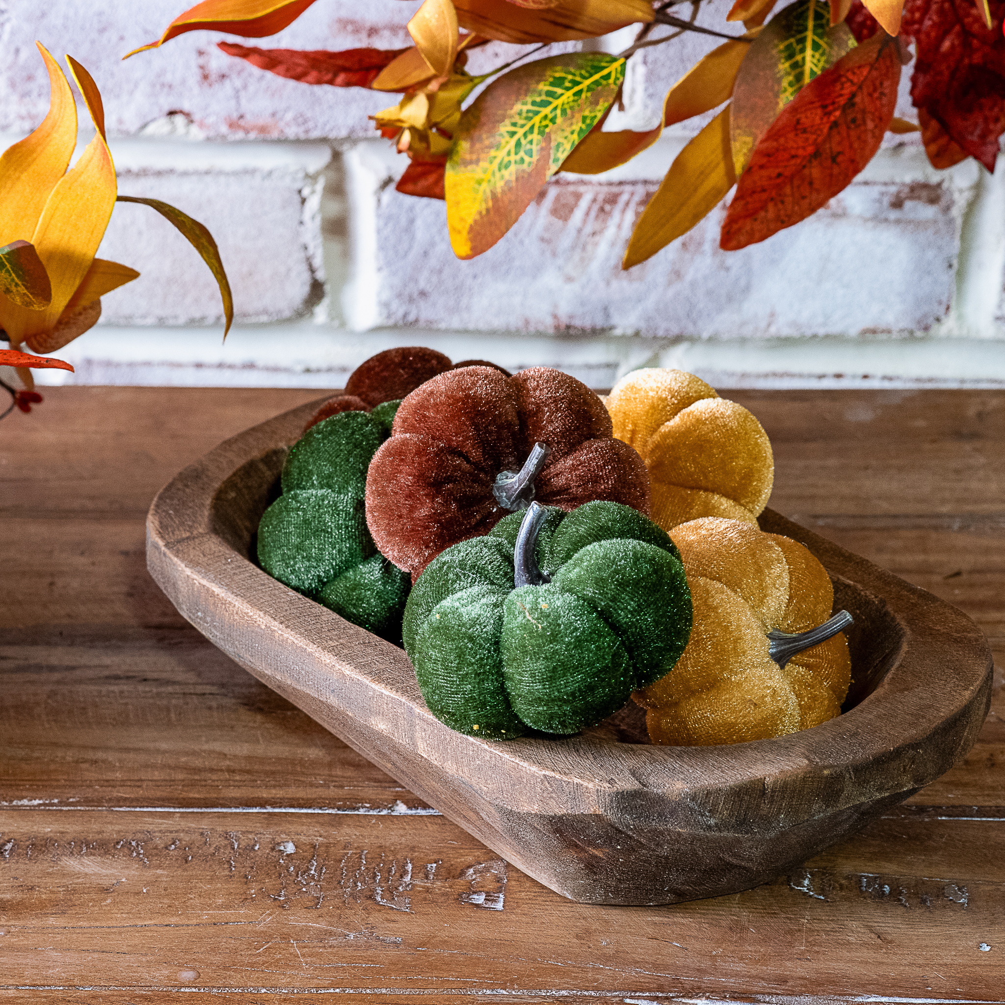 *Inner* 3" Fall Velvet Pumpkins In Box
