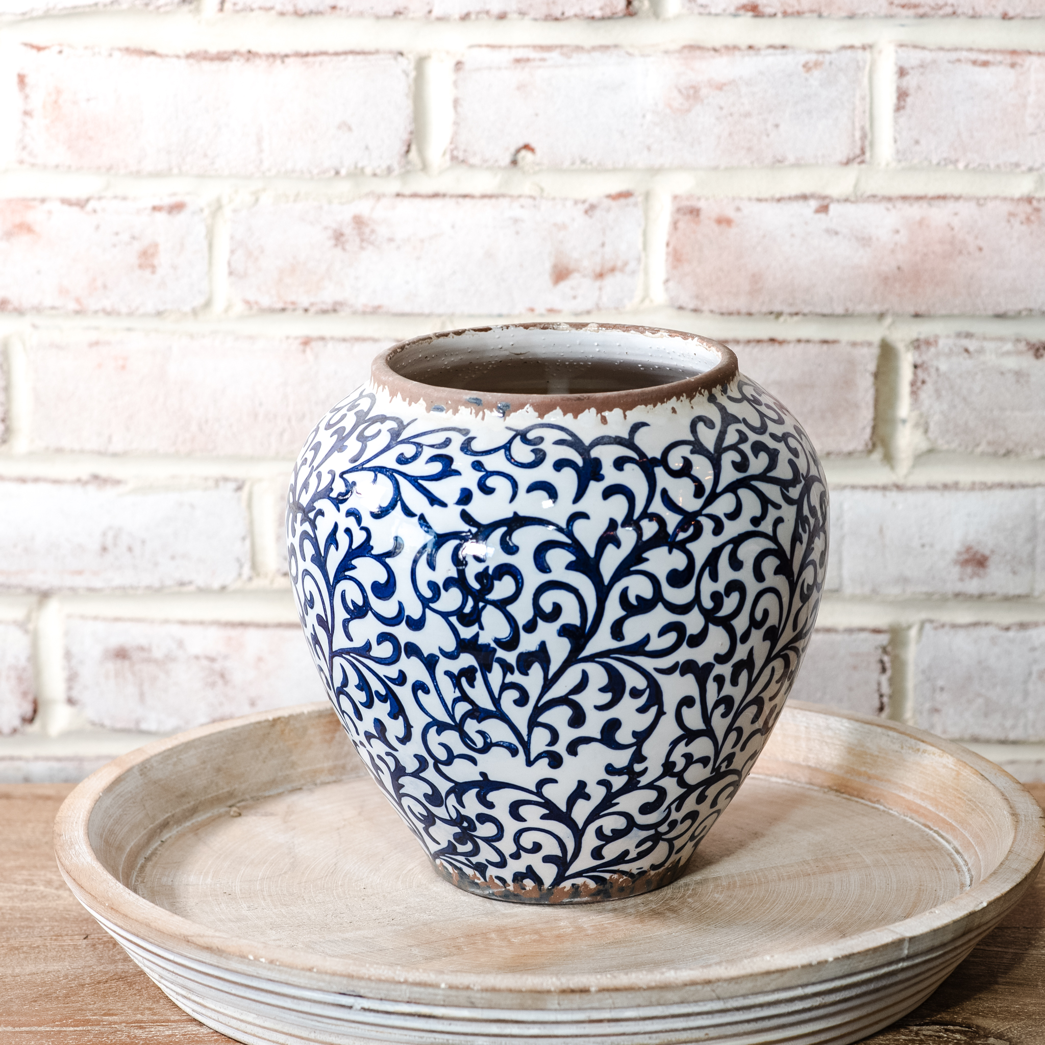 *Inner* 8.6" Blue Damask Vase