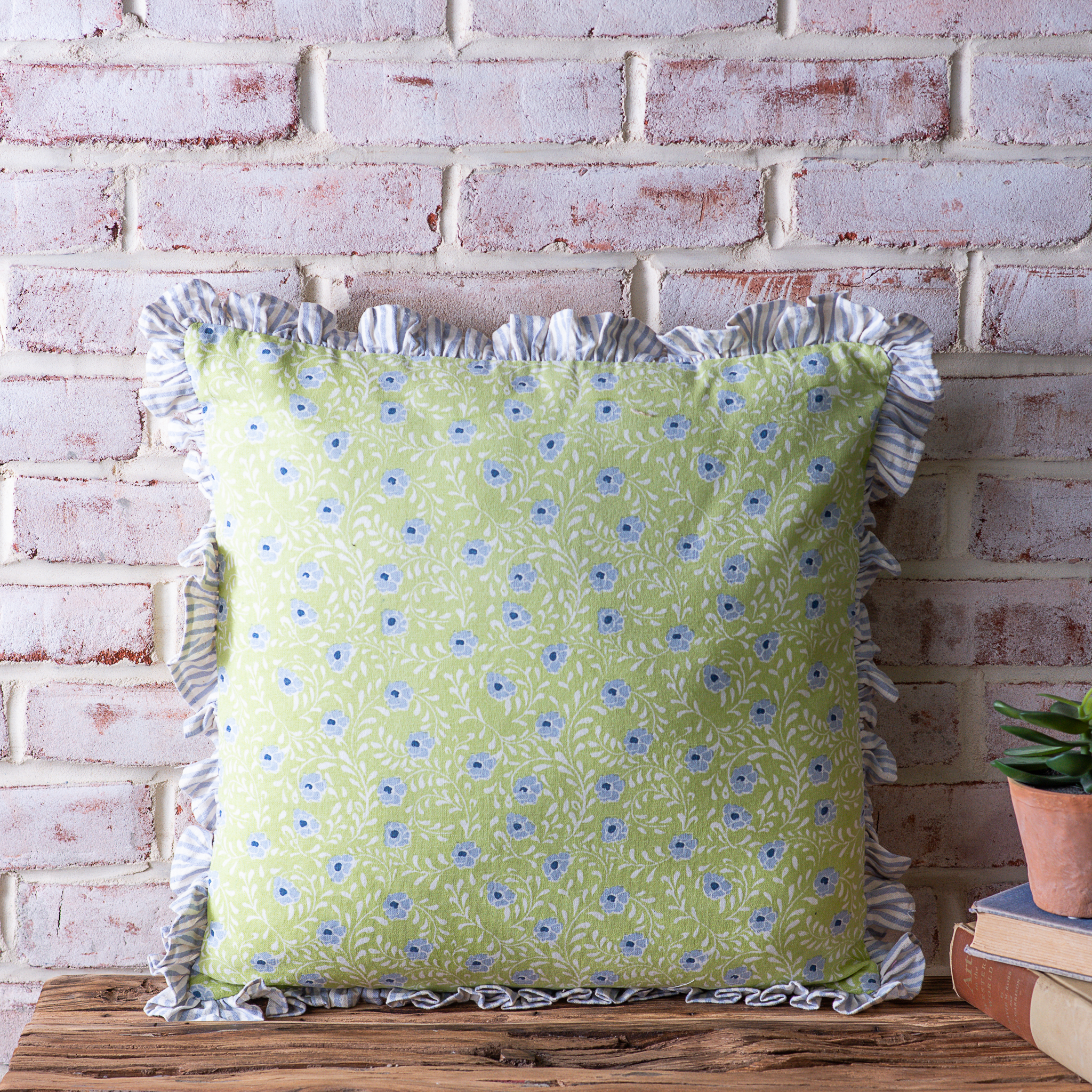 18" Lime Poppy Pillow