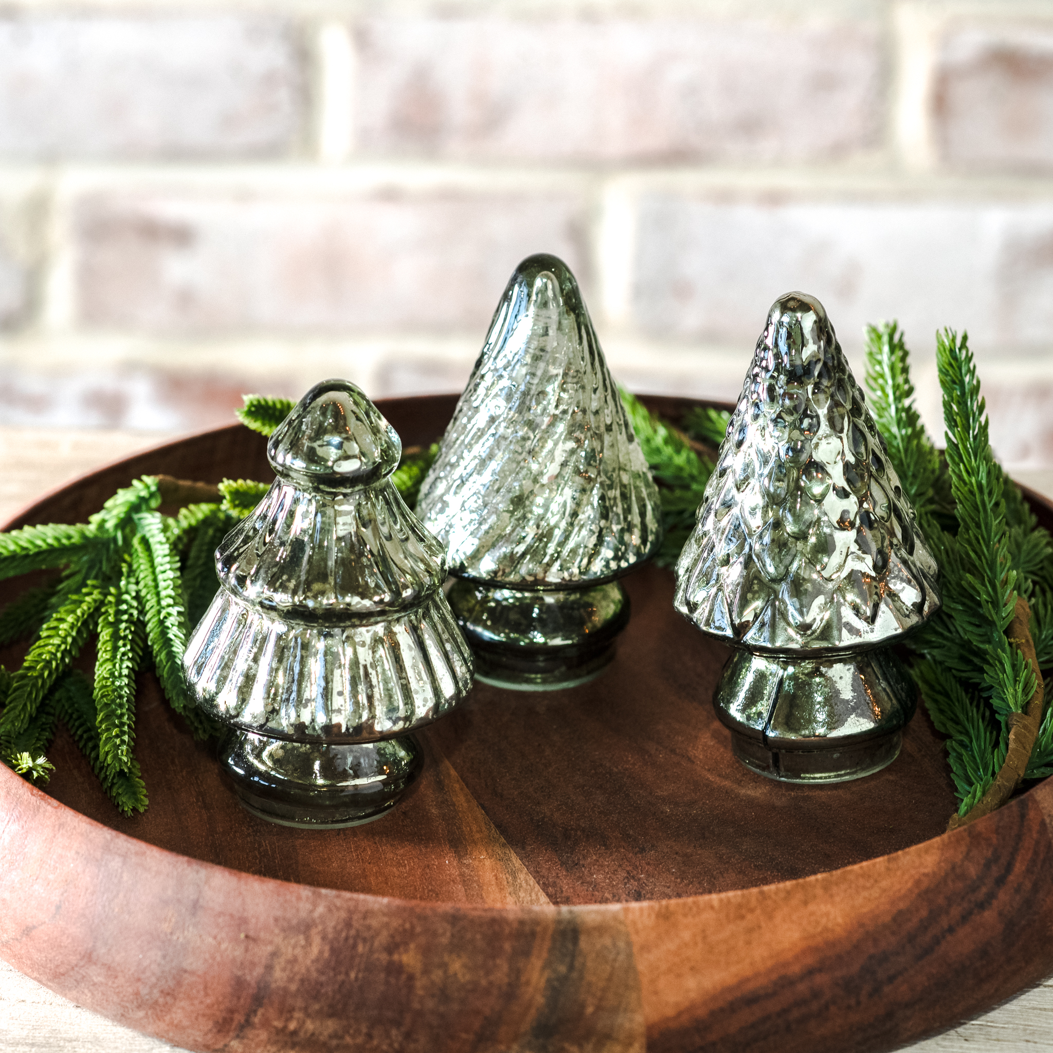*Inner* 3 Asst 3.75" Verdigris Glass Trees