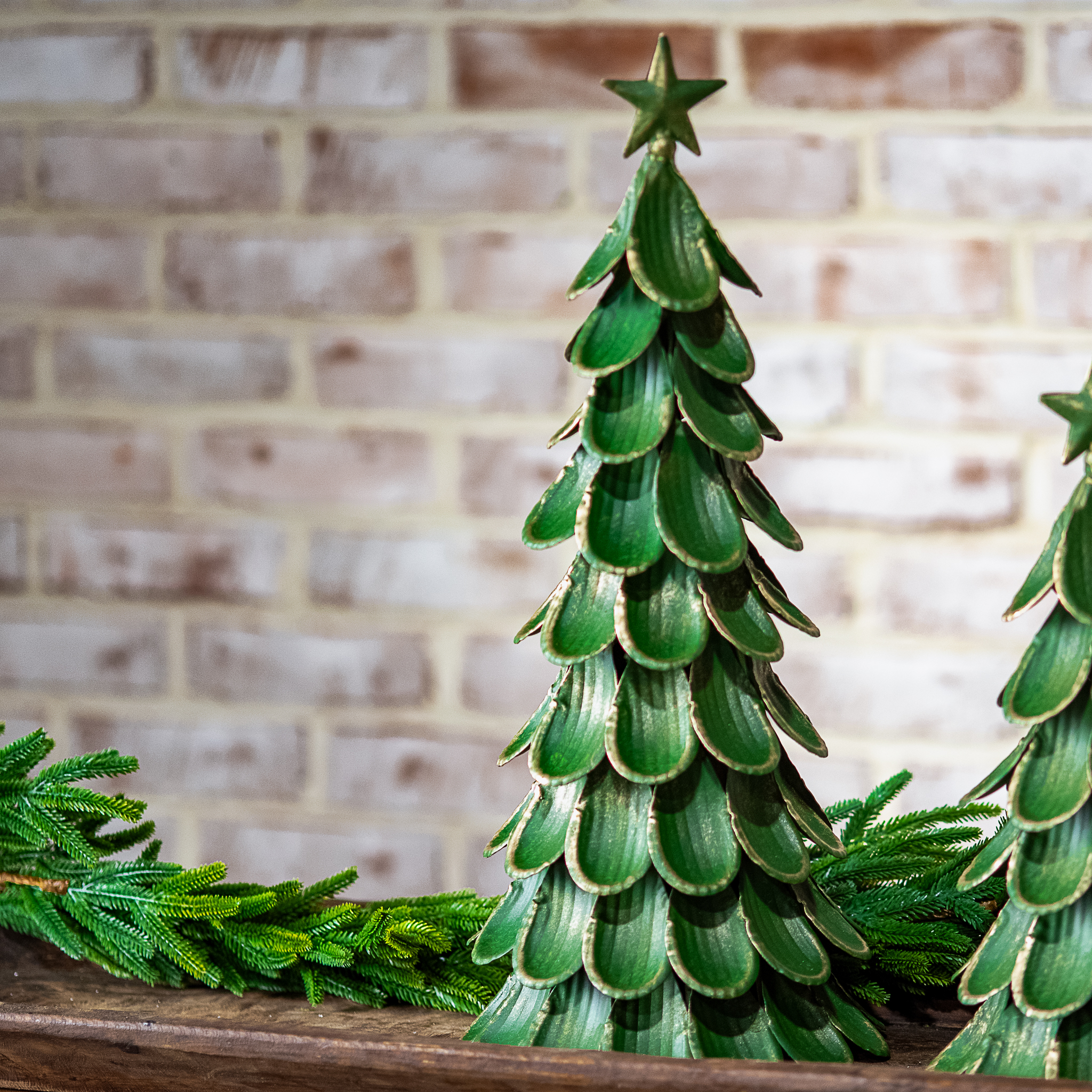 18.5" Green Wash Tree Decor